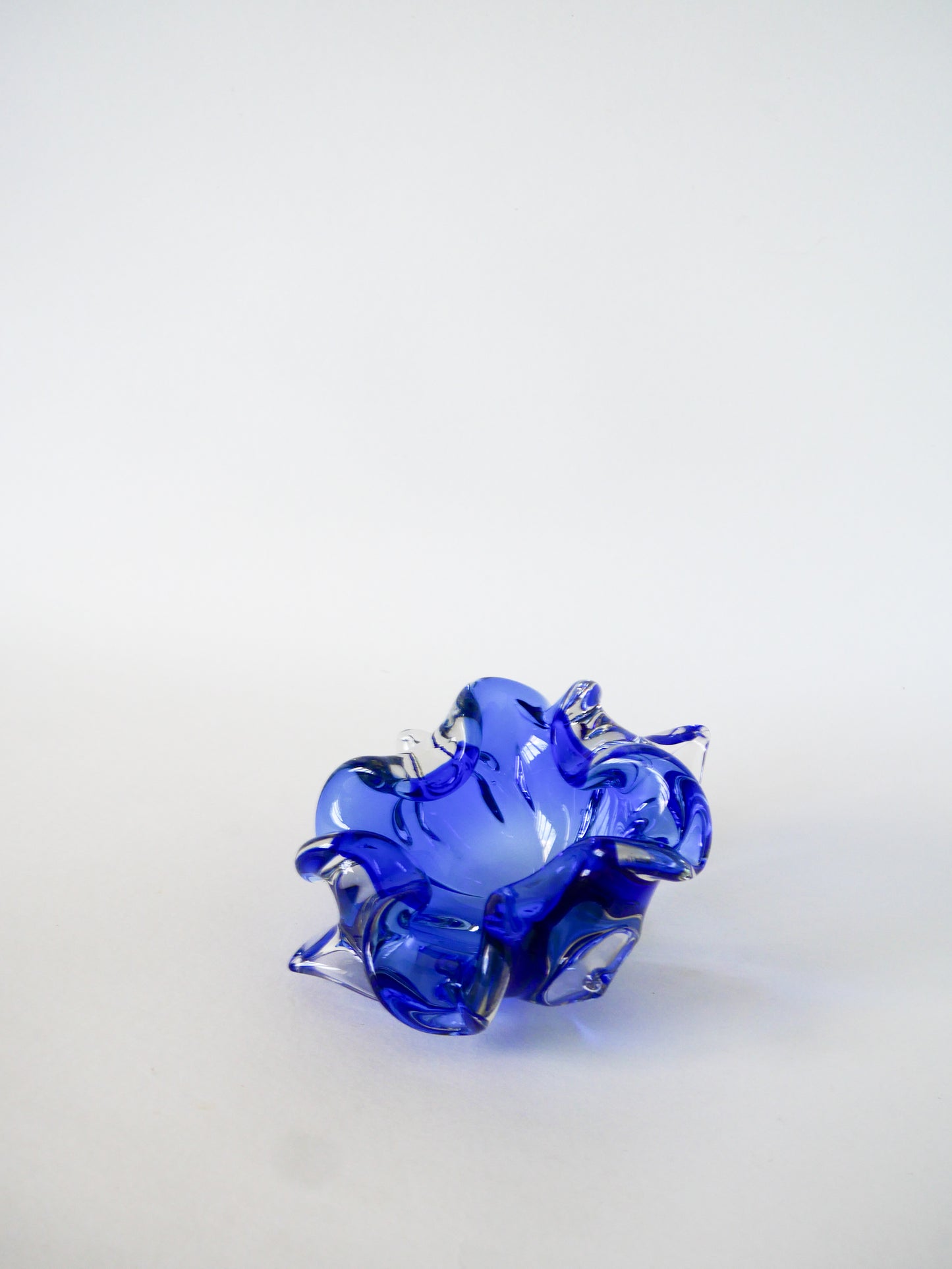 Vide-poche en verre de Murano, Bleu Roi, 1980