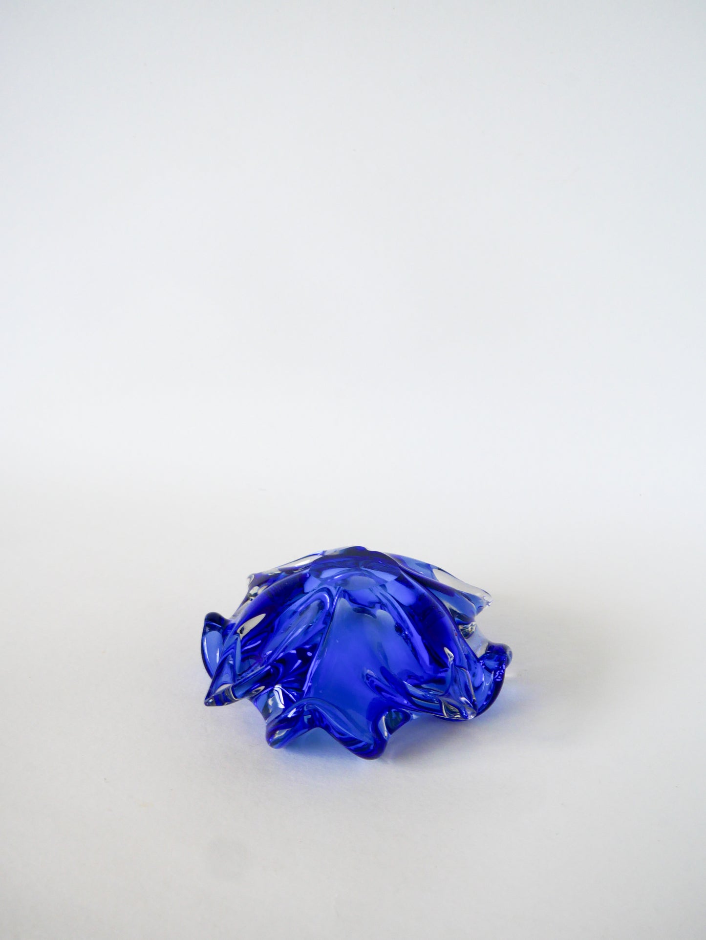 Vide-poche en verre de Murano, Bleu Roi, 1980