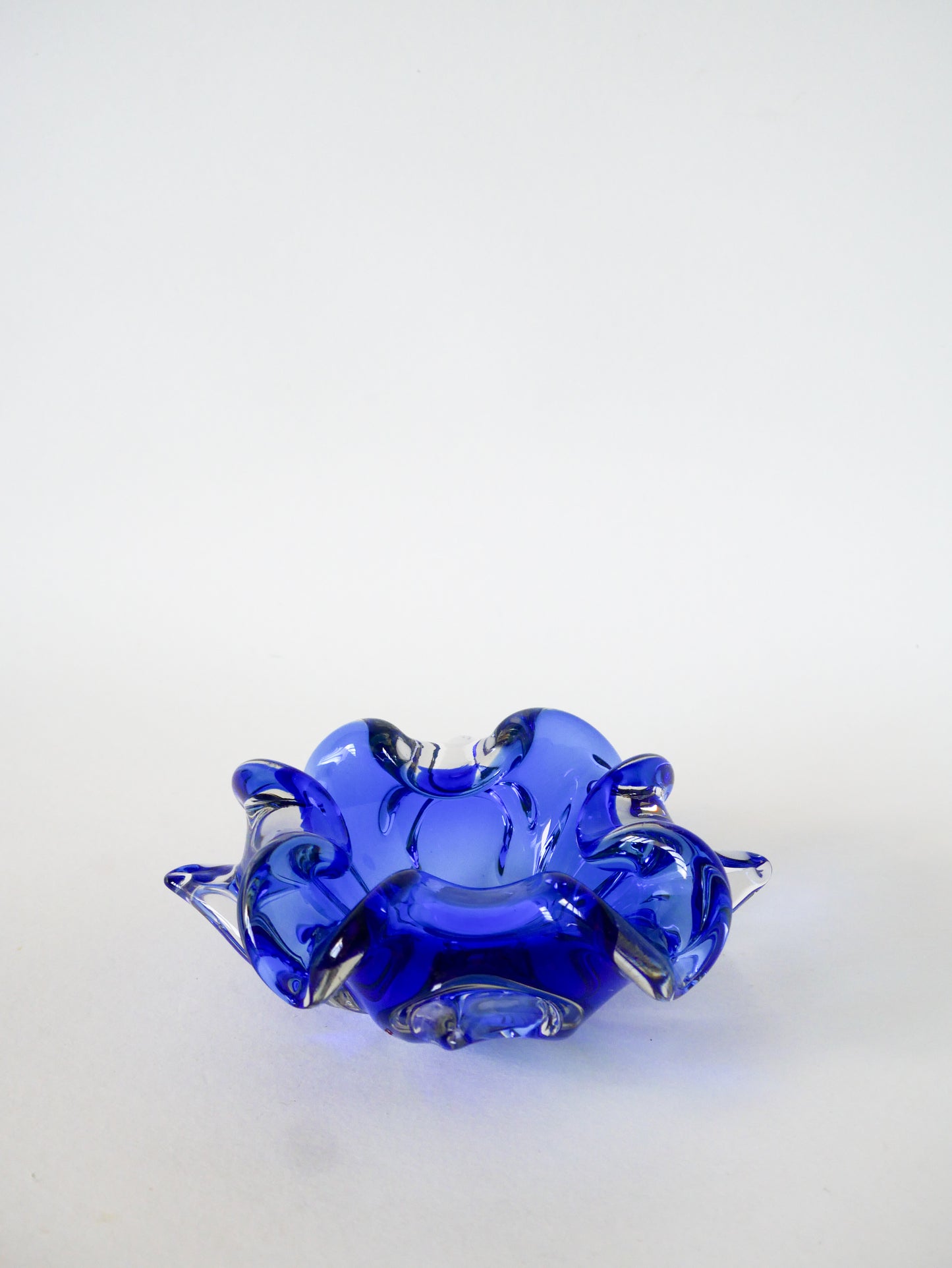Vide-poche en verre de Murano, Bleu Roi, 1980