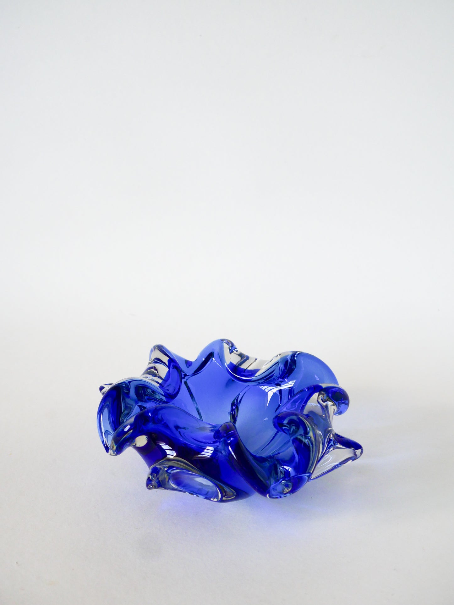 Vide-poche en verre de Murano, Bleu Roi, 1980