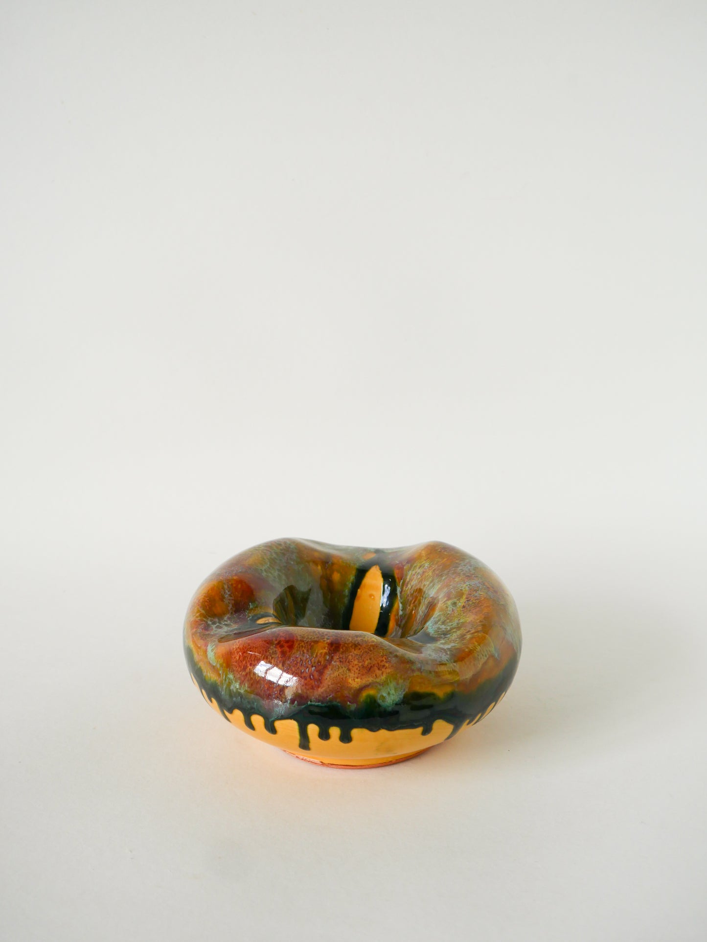 Grand vide-poche en céramique, Jaune & Bleu, 1970