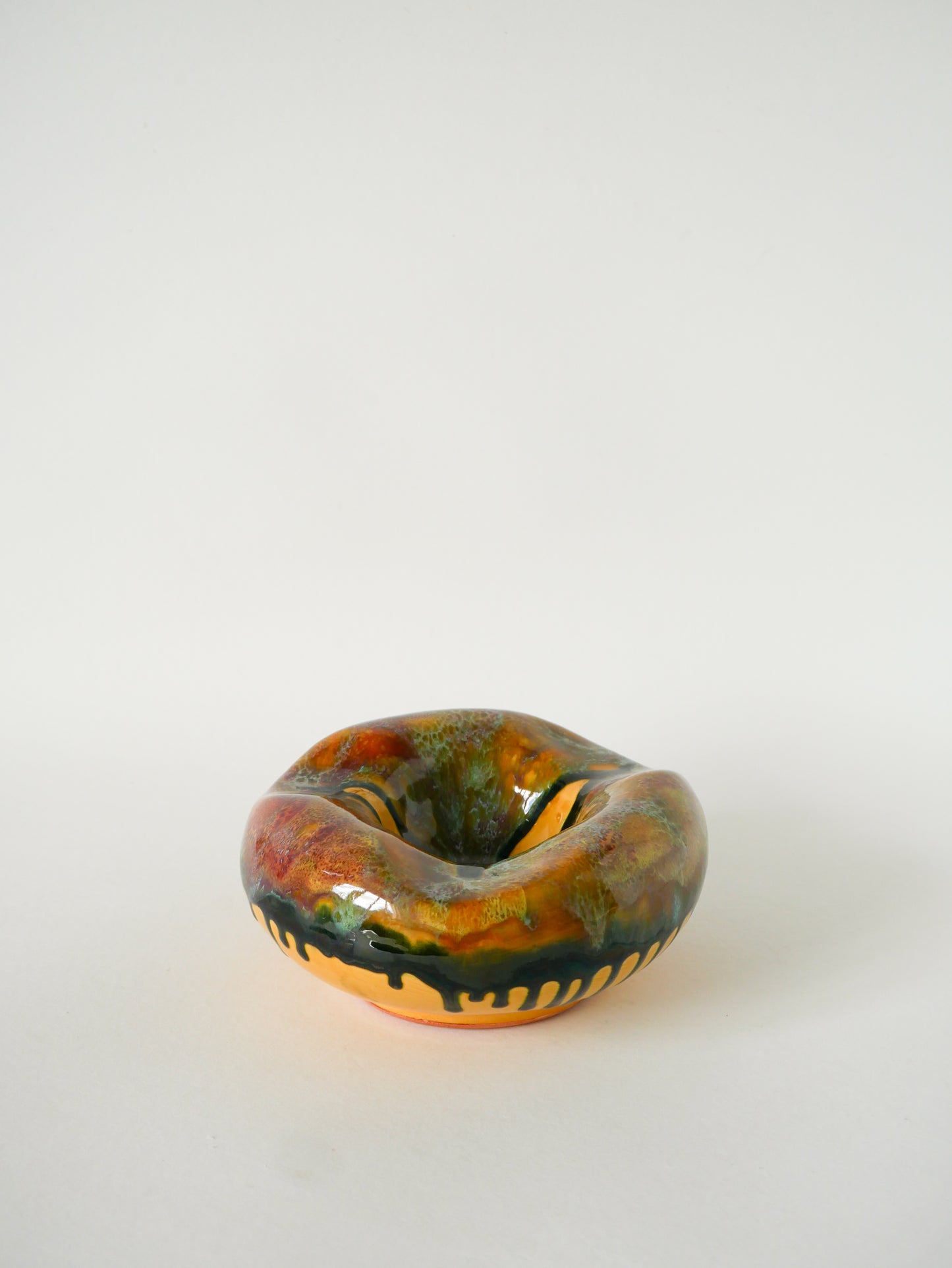 Grand vide-poche en céramique, Jaune & Bleu, 1970
