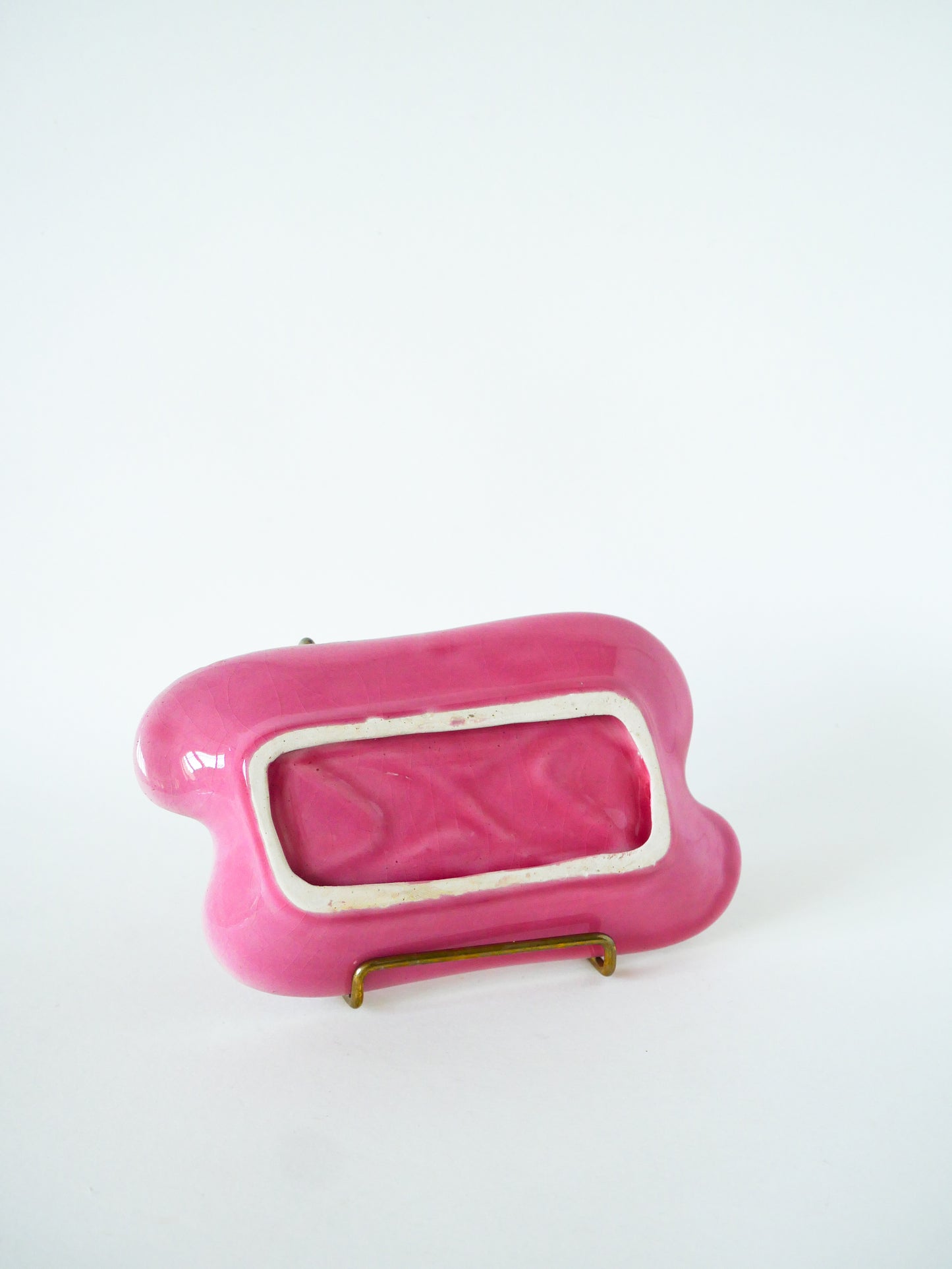Vide-poche en céramique, motifs abstraits, Rose & Noir, 1960