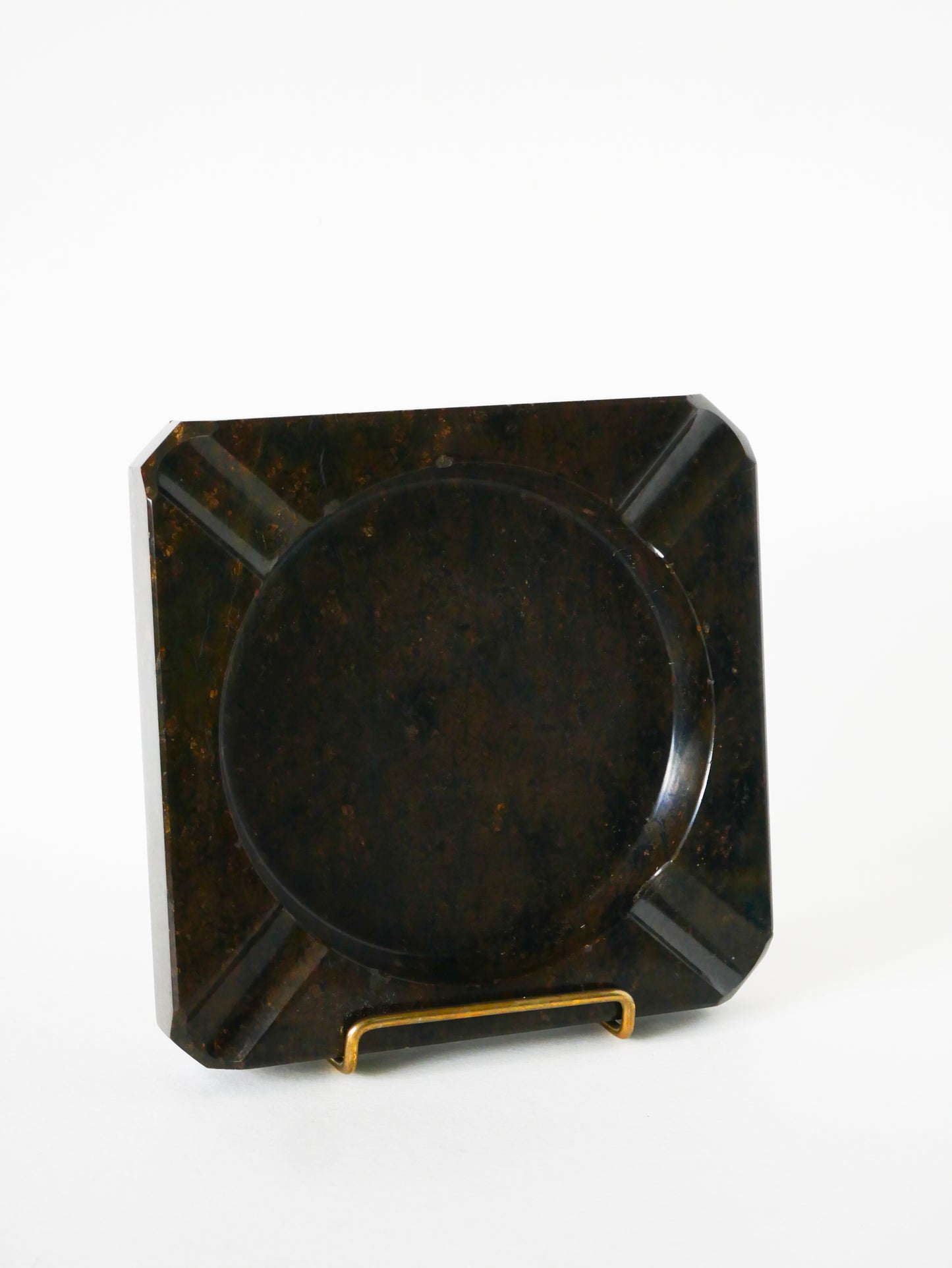 Très grand cendrier en marbre, forme Carrée, Marron, Design, 1970