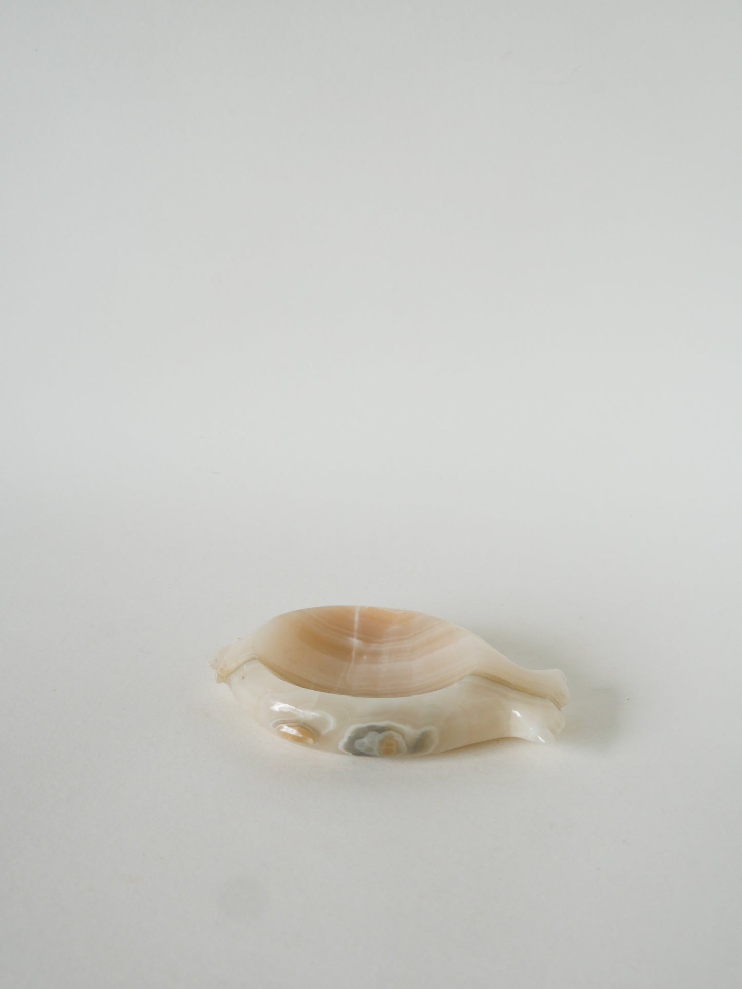 Vide-poche en onyx en forme de poisson, Blanc, 1970 - 16 X 11 cm