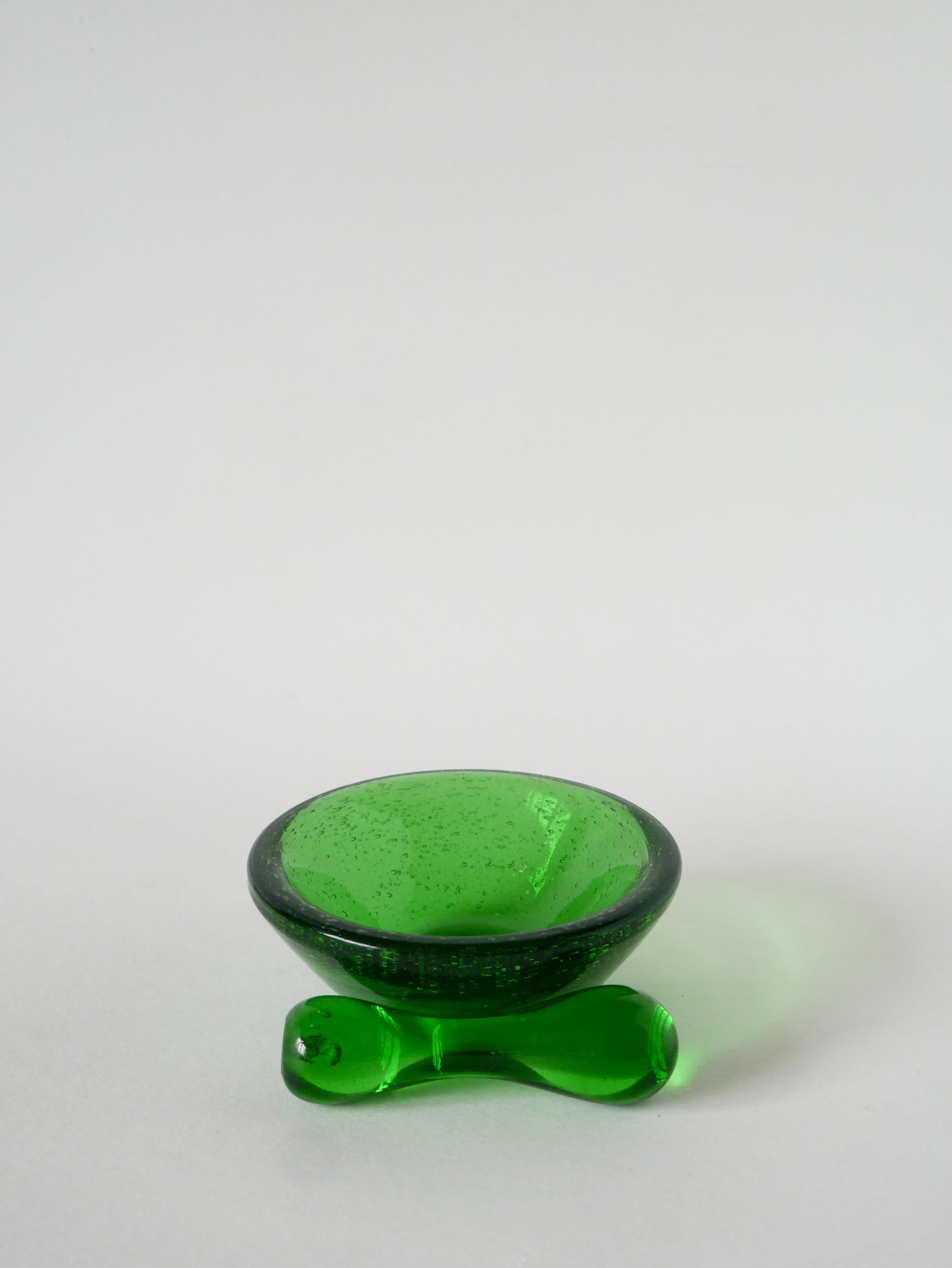 Mortier et pilon en verre bullé style Biot, Vert, 1960