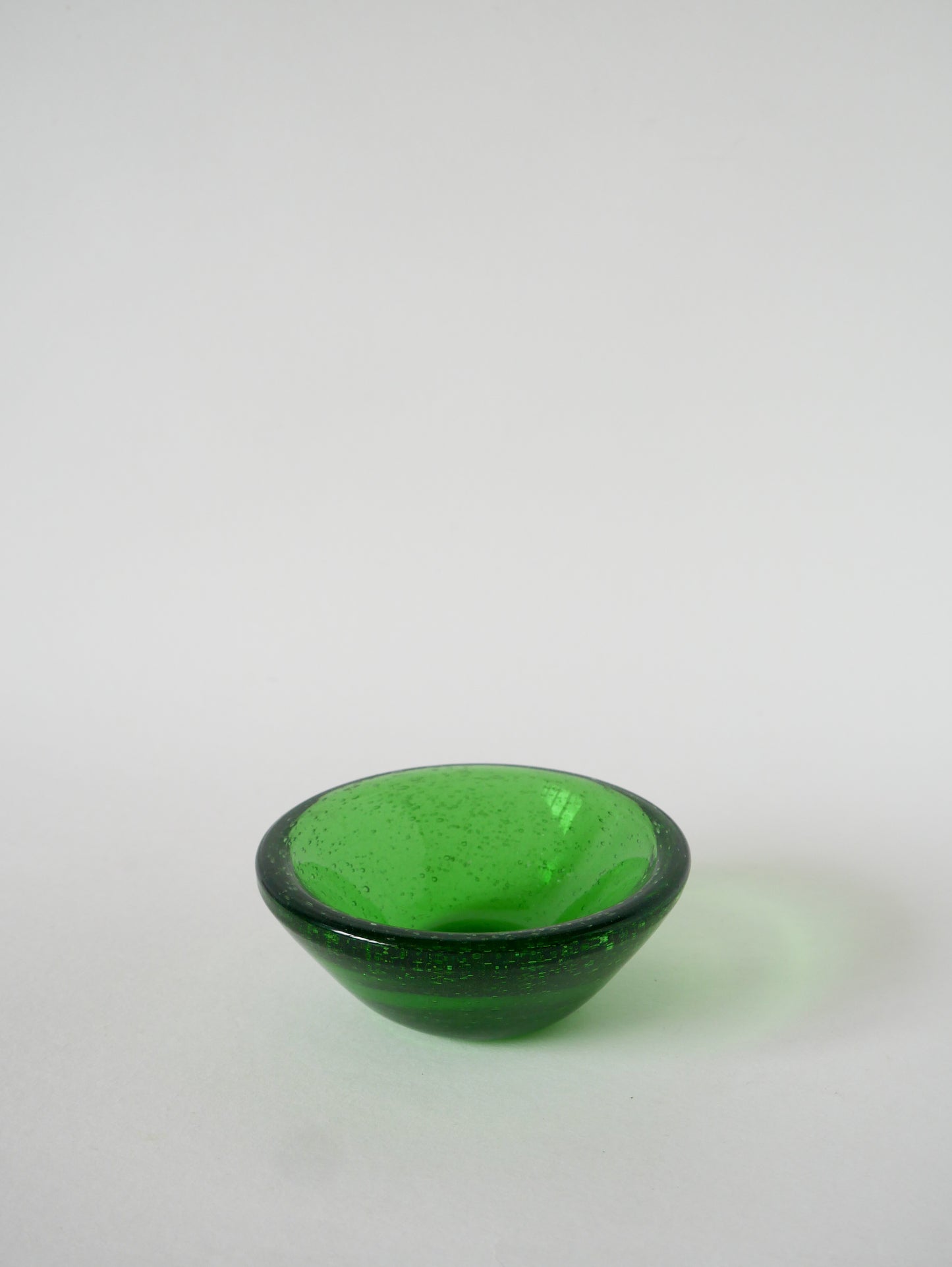 Mortier et pilon en verre bullé style Biot, Vert, 1960