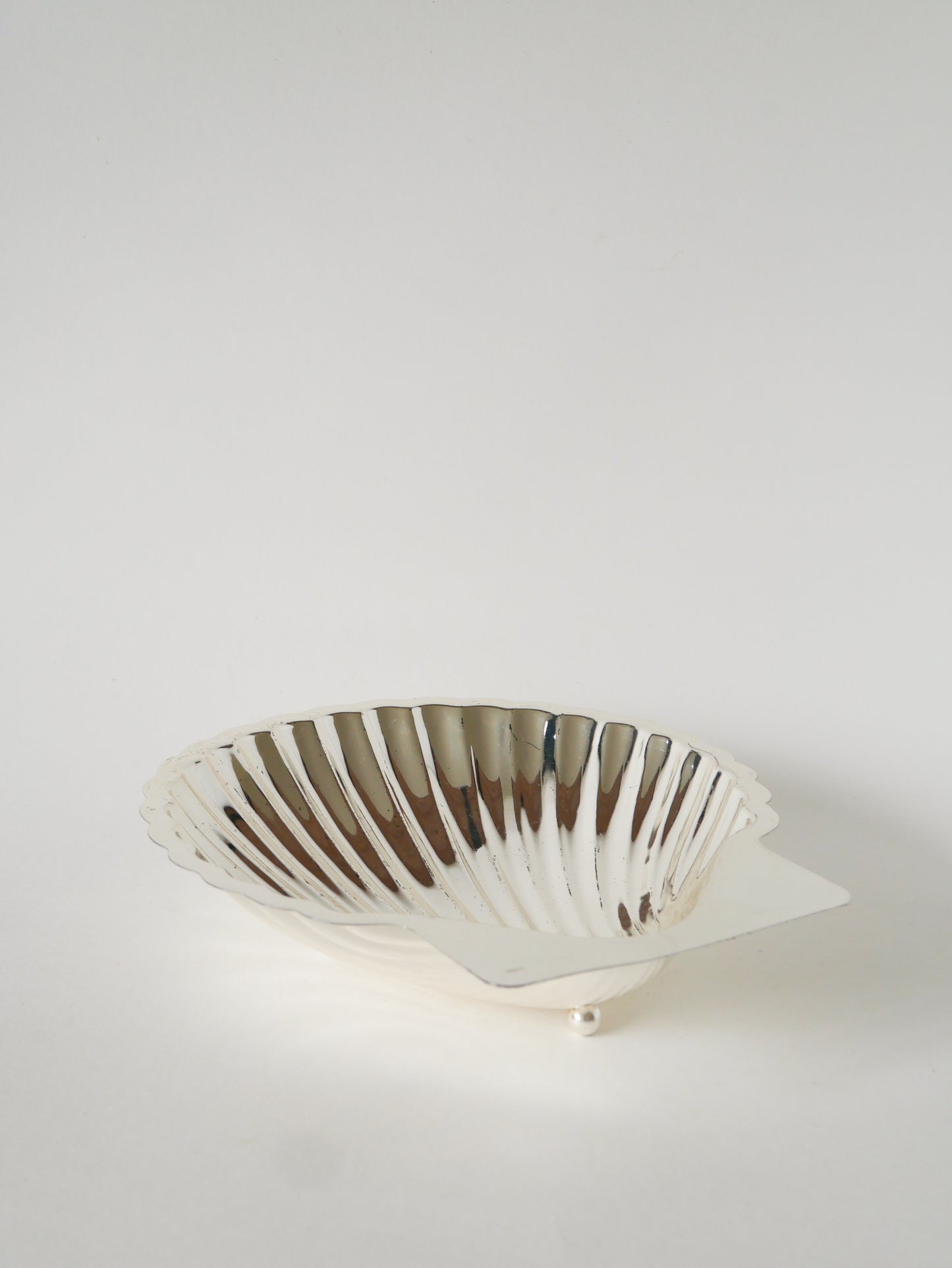 Grande coupe Coquillage en métal argenté, 1950