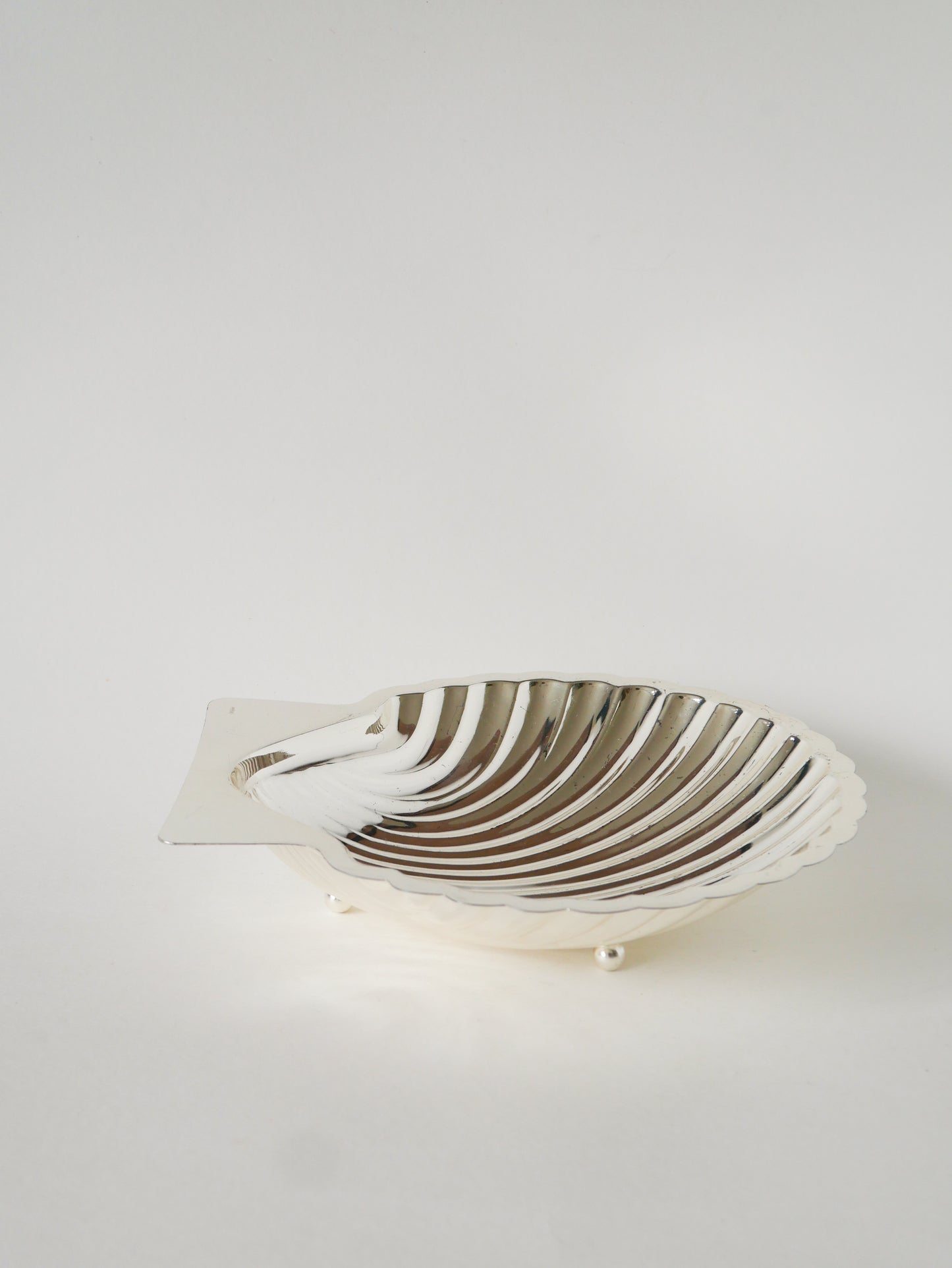 Grande coupe Coquillage en métal argenté, 1950