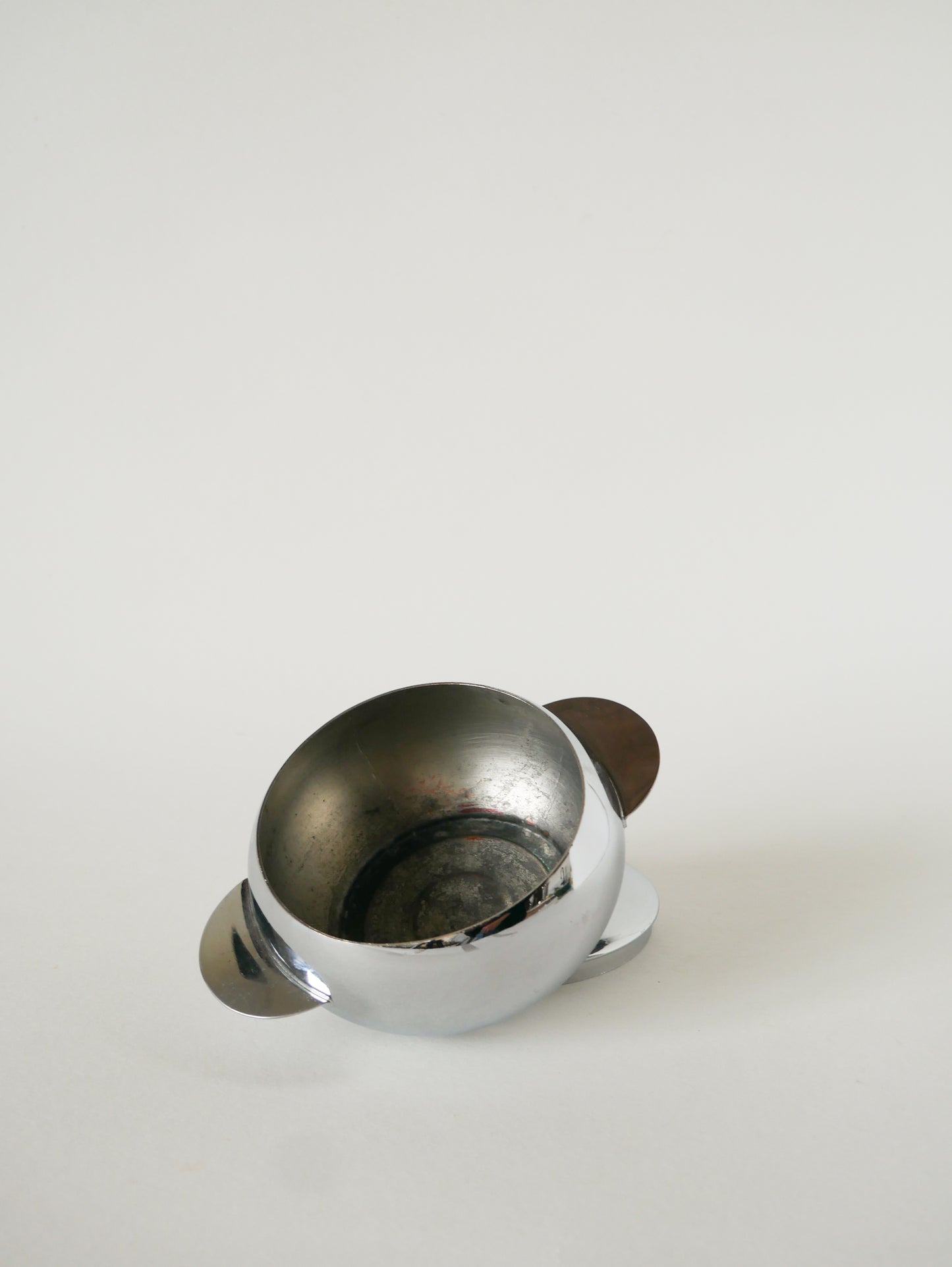 Petit sucrier en inox, poignée carrée,1970