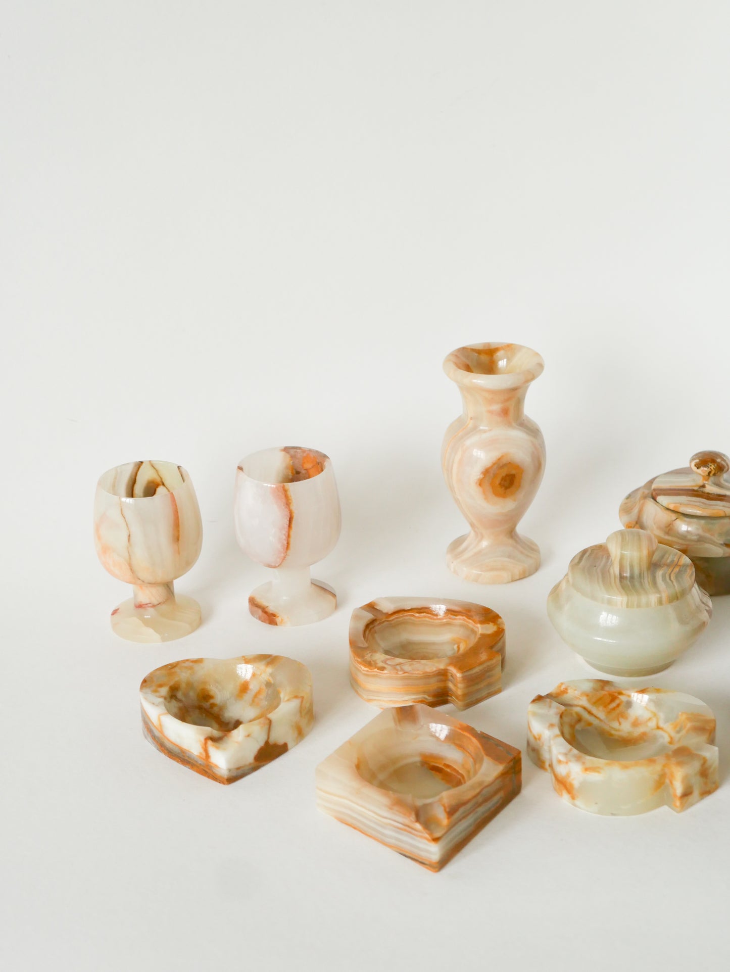 Vide-poche en Onyx, forme Carreau, Vert et Marron, 1970