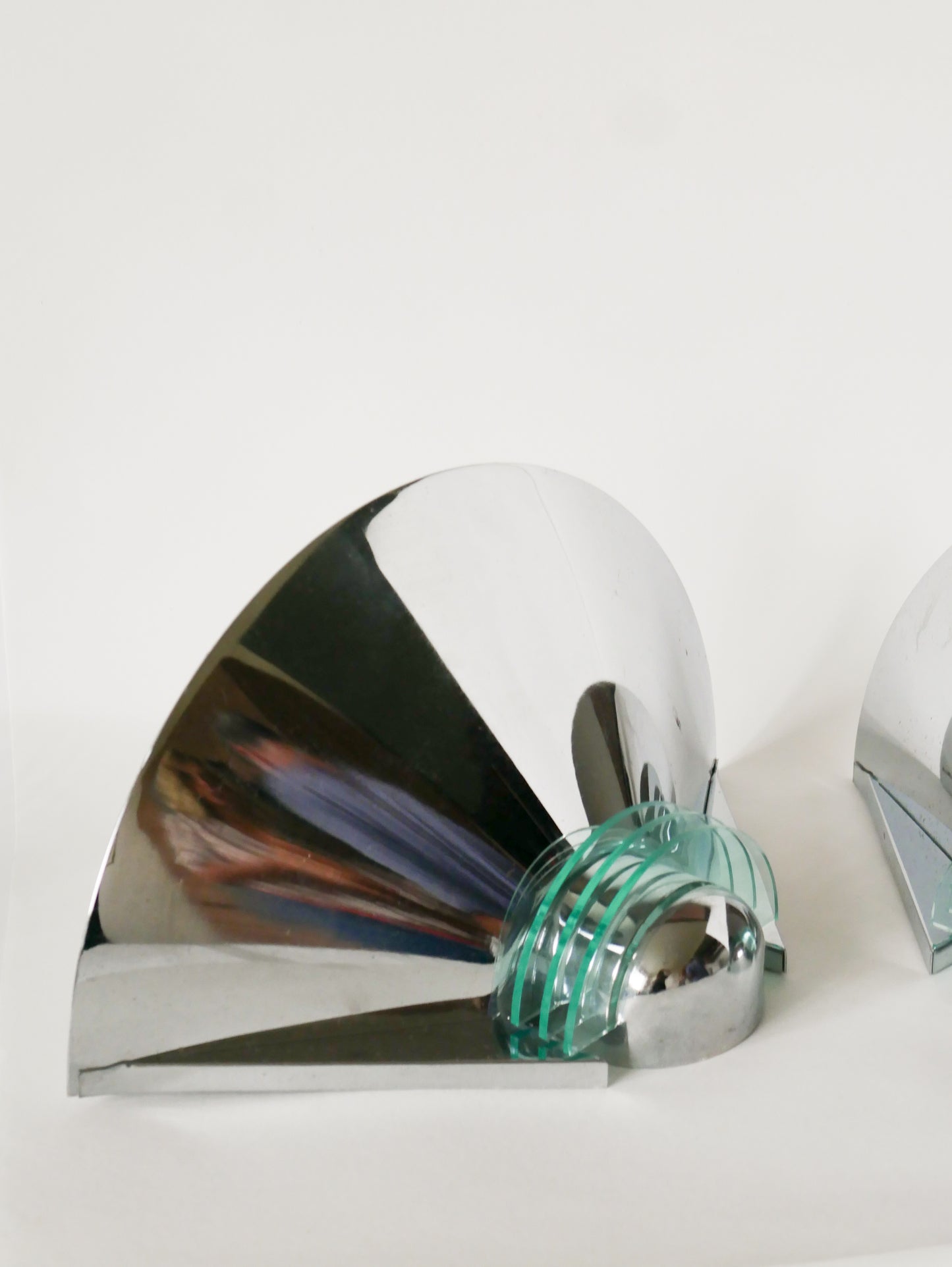 Paire d'appliques en chrome & plexi bleu, Made in Germany, Design, 1970