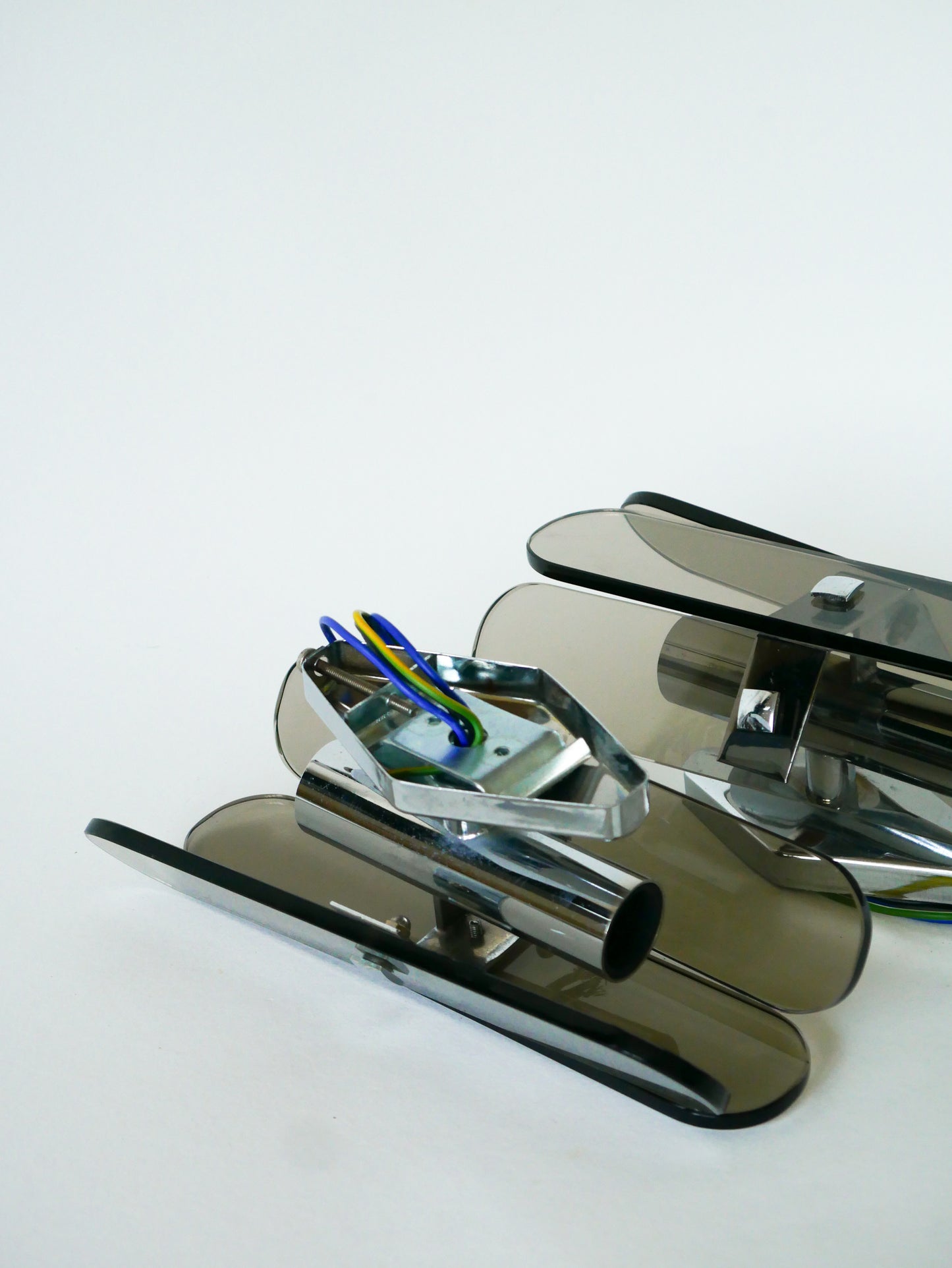 Paire d'appliques en verre fumé, Fontana Arte, Design Italien, 1970