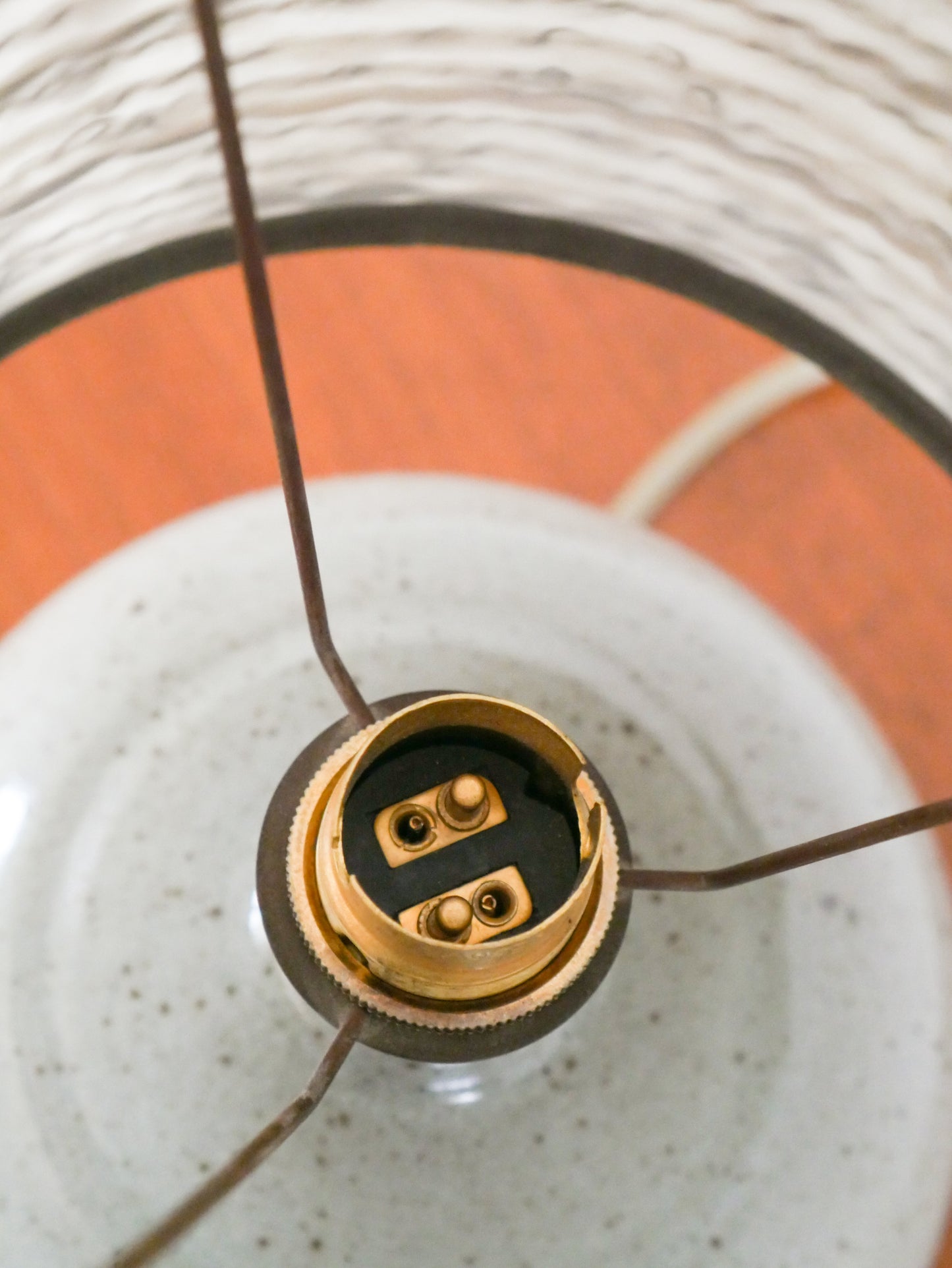 Lampe à poser en grès et abat-jour en laine tissée, Beige, 1970 - 30 X 16 cm