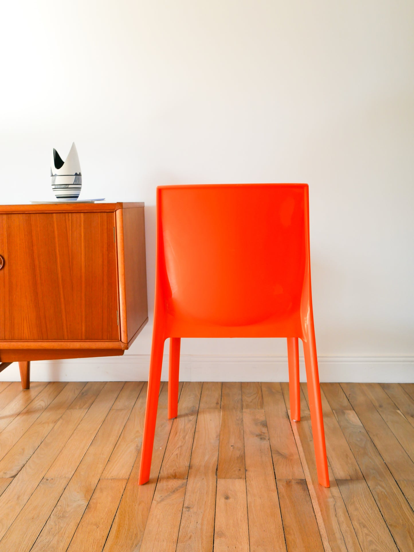 Paire de chaises en plastique Orange, Made in Italy, 1970