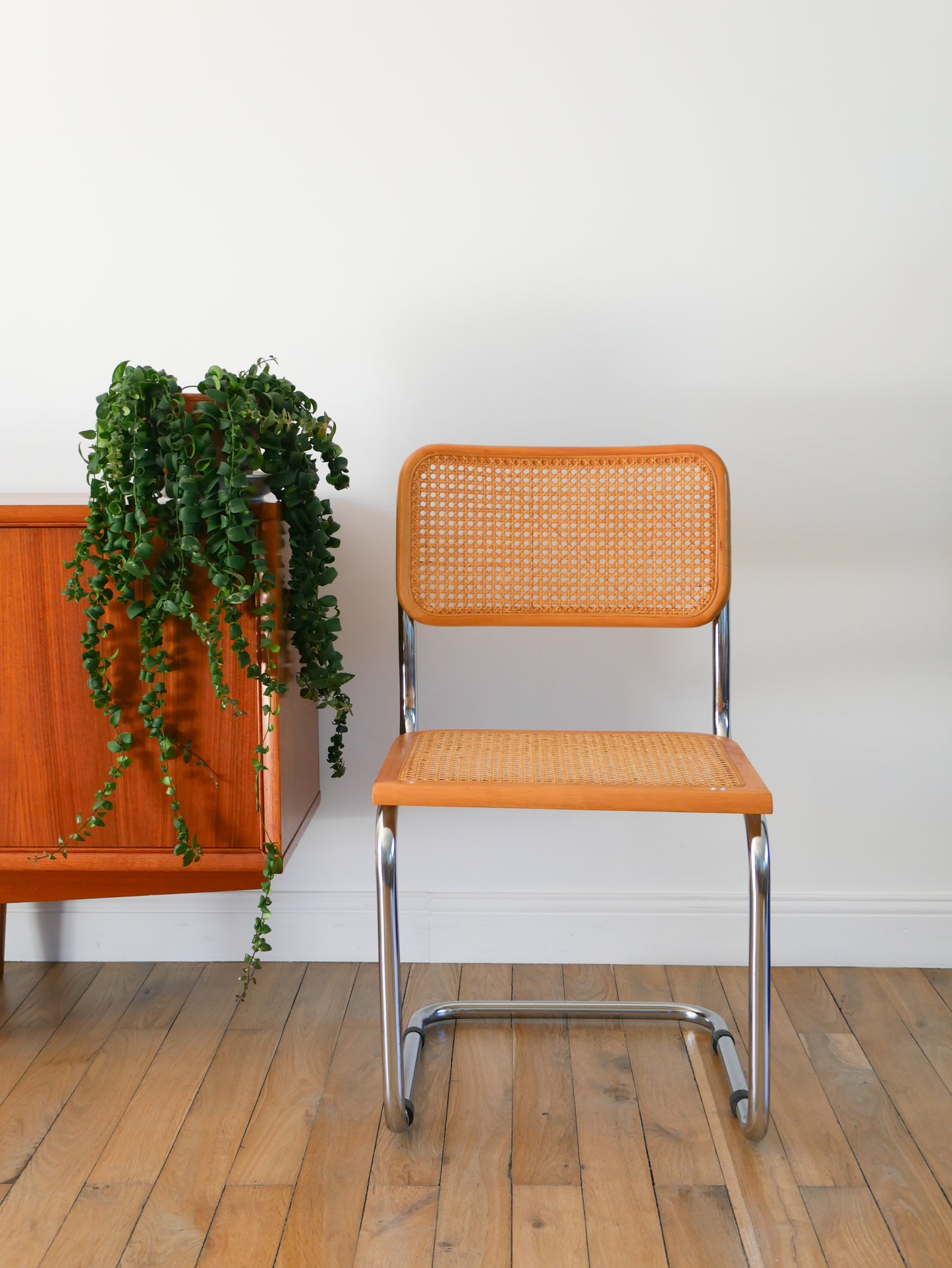 Chaise en chrome et cannage, style B32 de Marcel Breuer, 1970