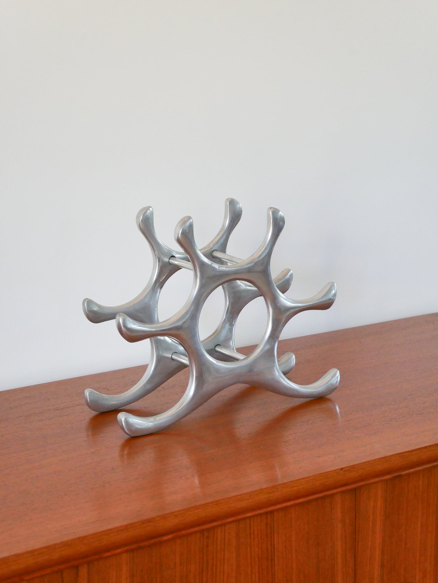 Porte-bouteilles en alu, en forme de Soleil, Made in Italy, Design, 1970