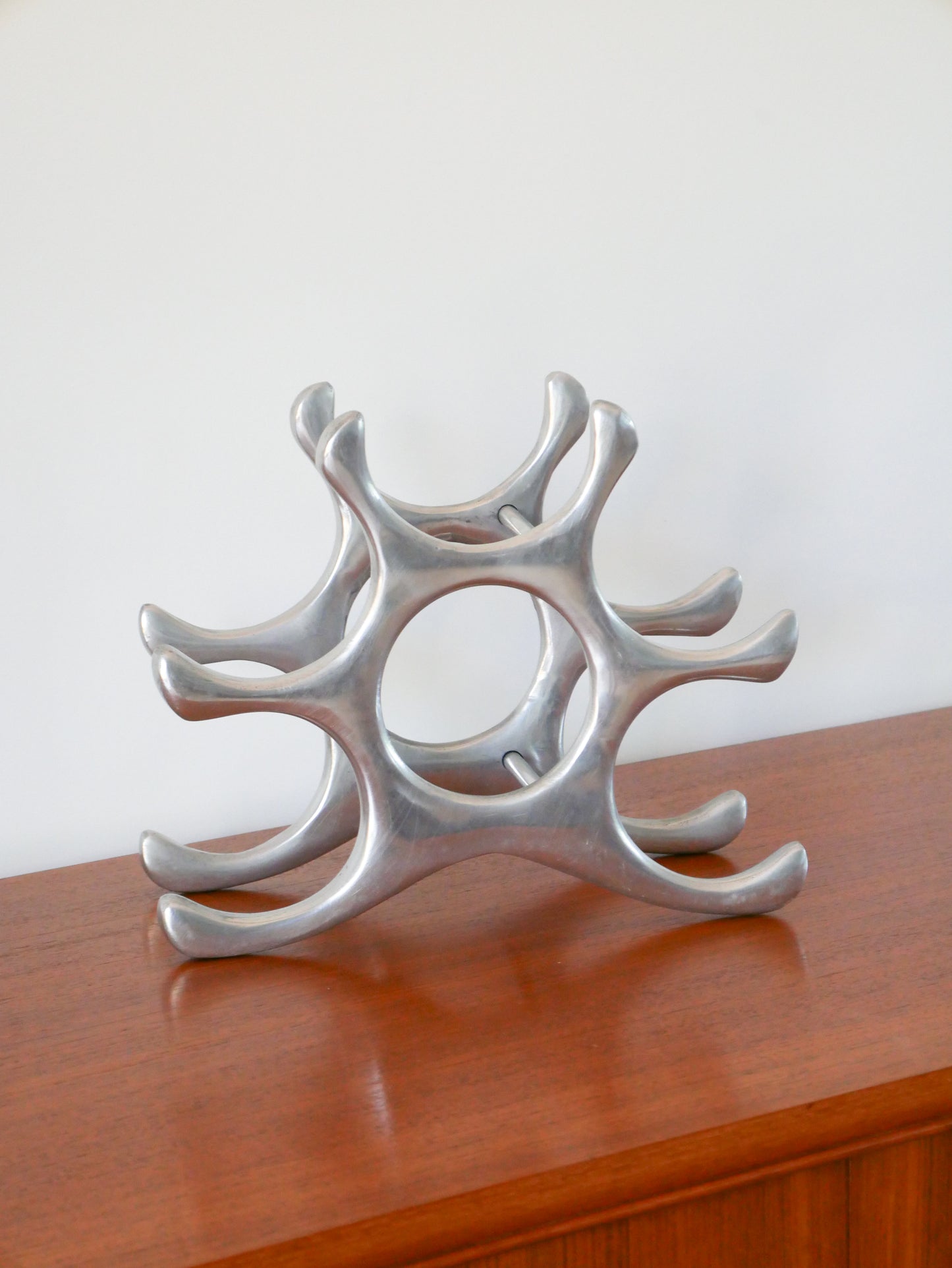 Porte-bouteilles en alu, en forme de Soleil, Made in Italy, Design, 1970