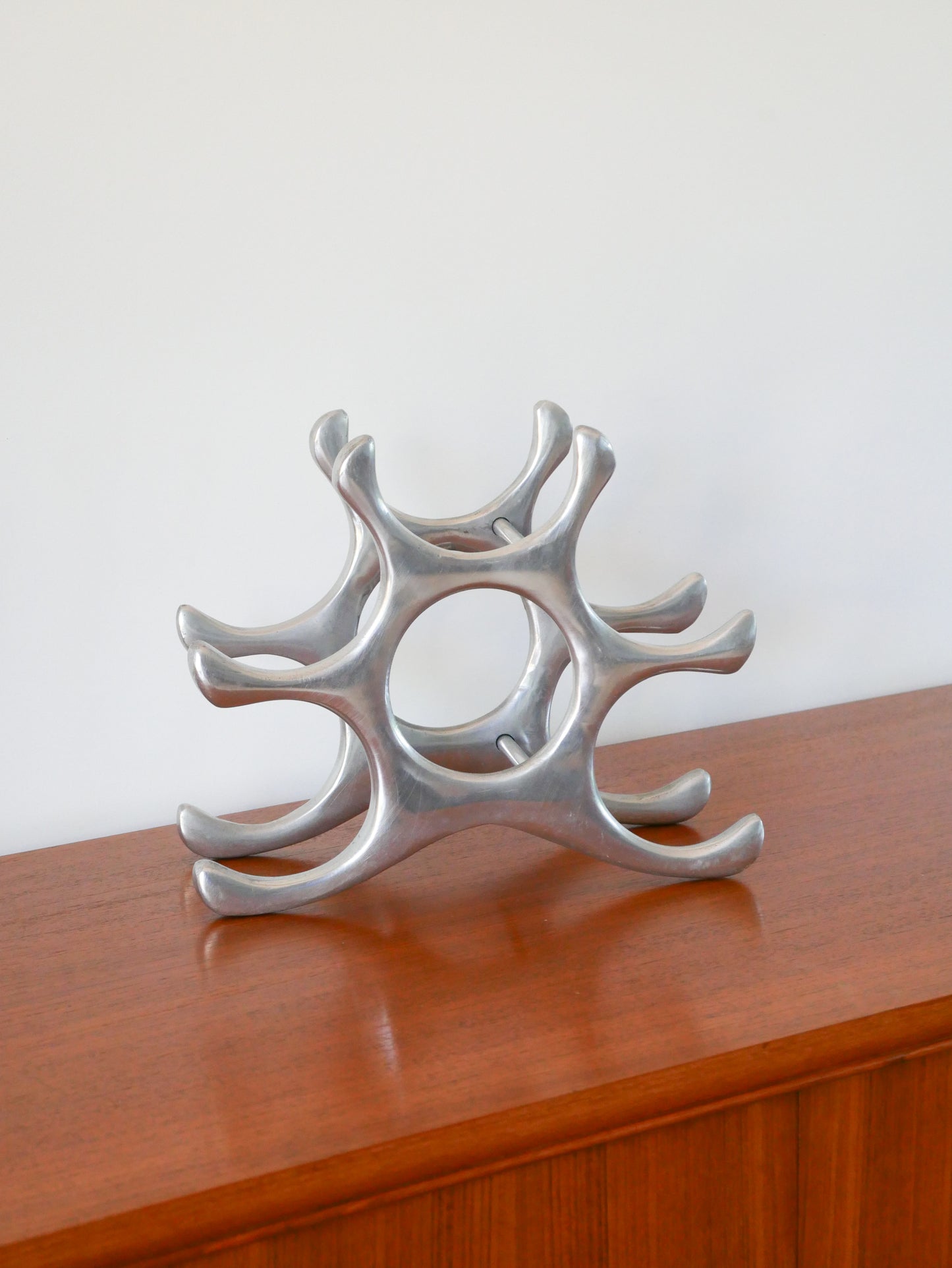 Porte-bouteilles en alu, en forme de Soleil, Made in Italy, Design, 1970