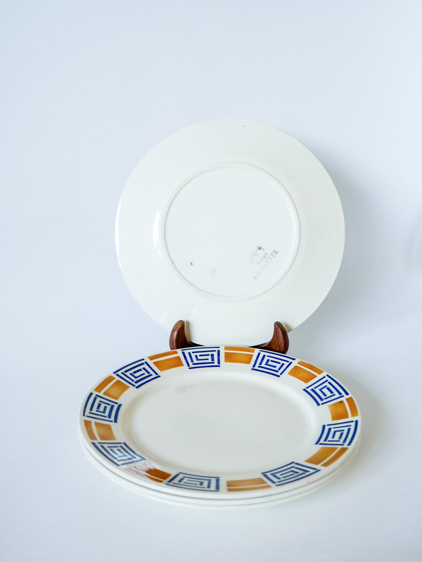 Lot de 4 assiettes plates Badonviller modèle Lafayette, 1930