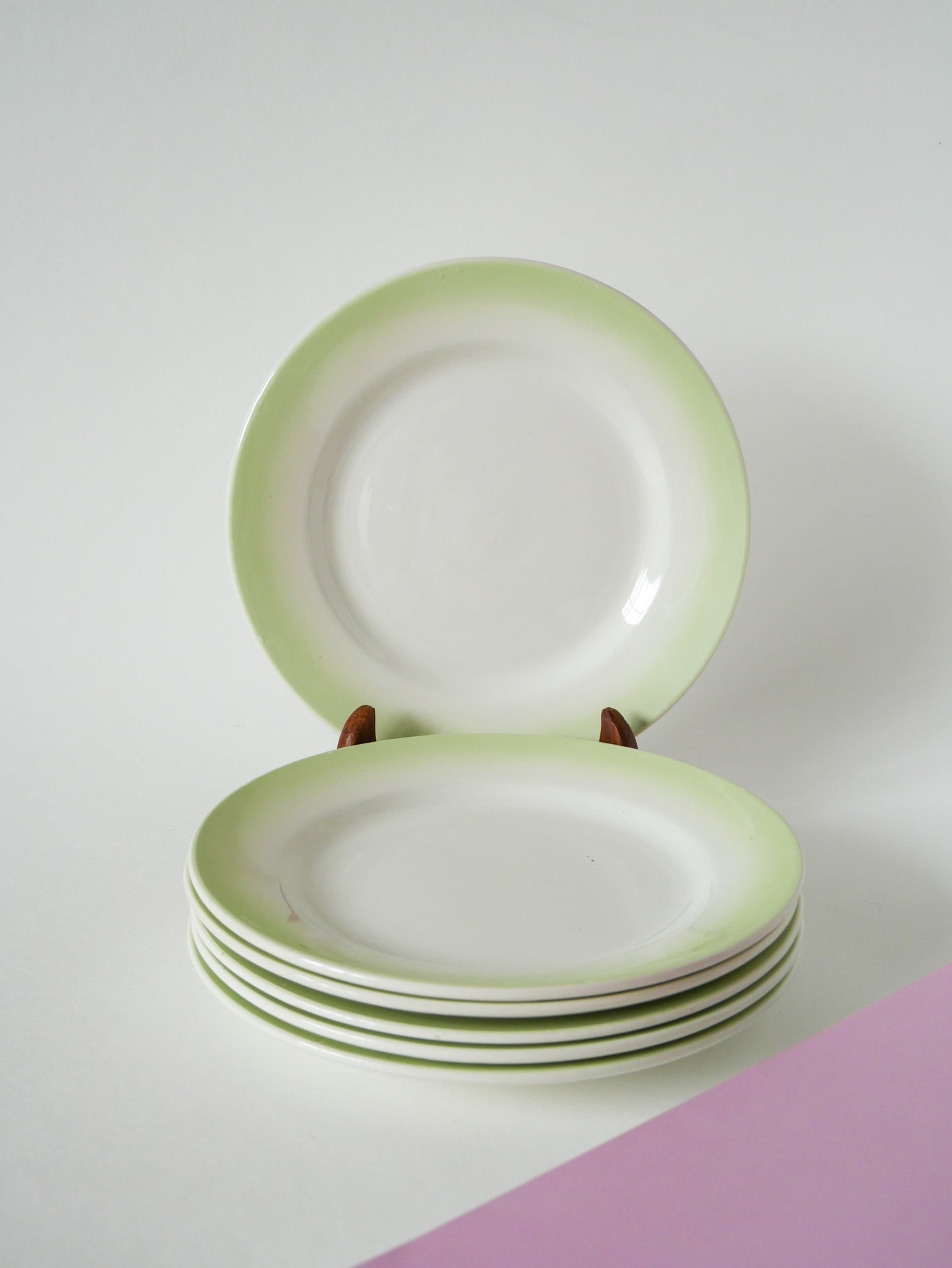 Lot de 6 assiettes à dessert Tie & Dye couleur Vert, 1960