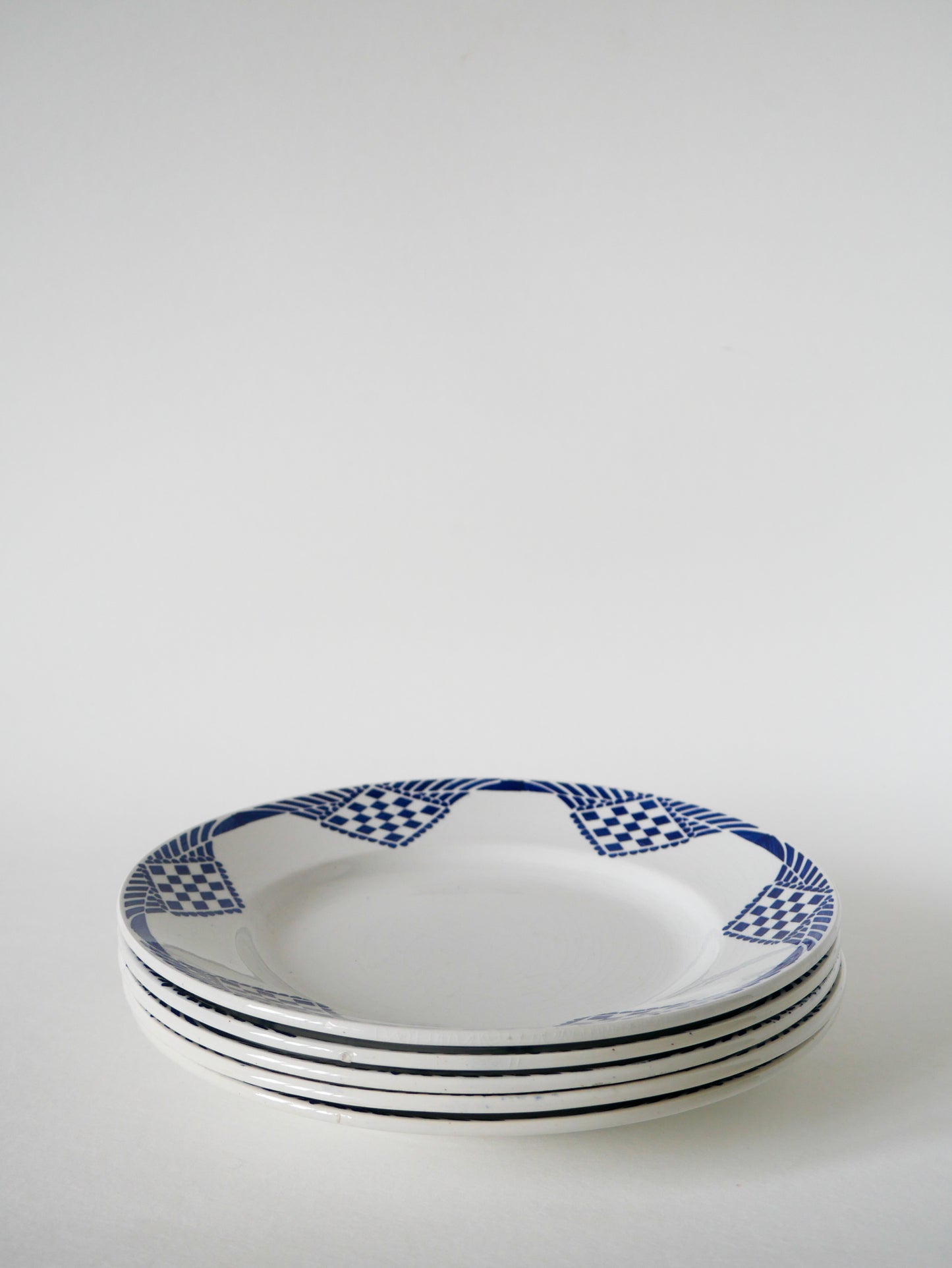 Lot de 5 assiettes plates Moulin des Loups, modèle Pantin, 1950