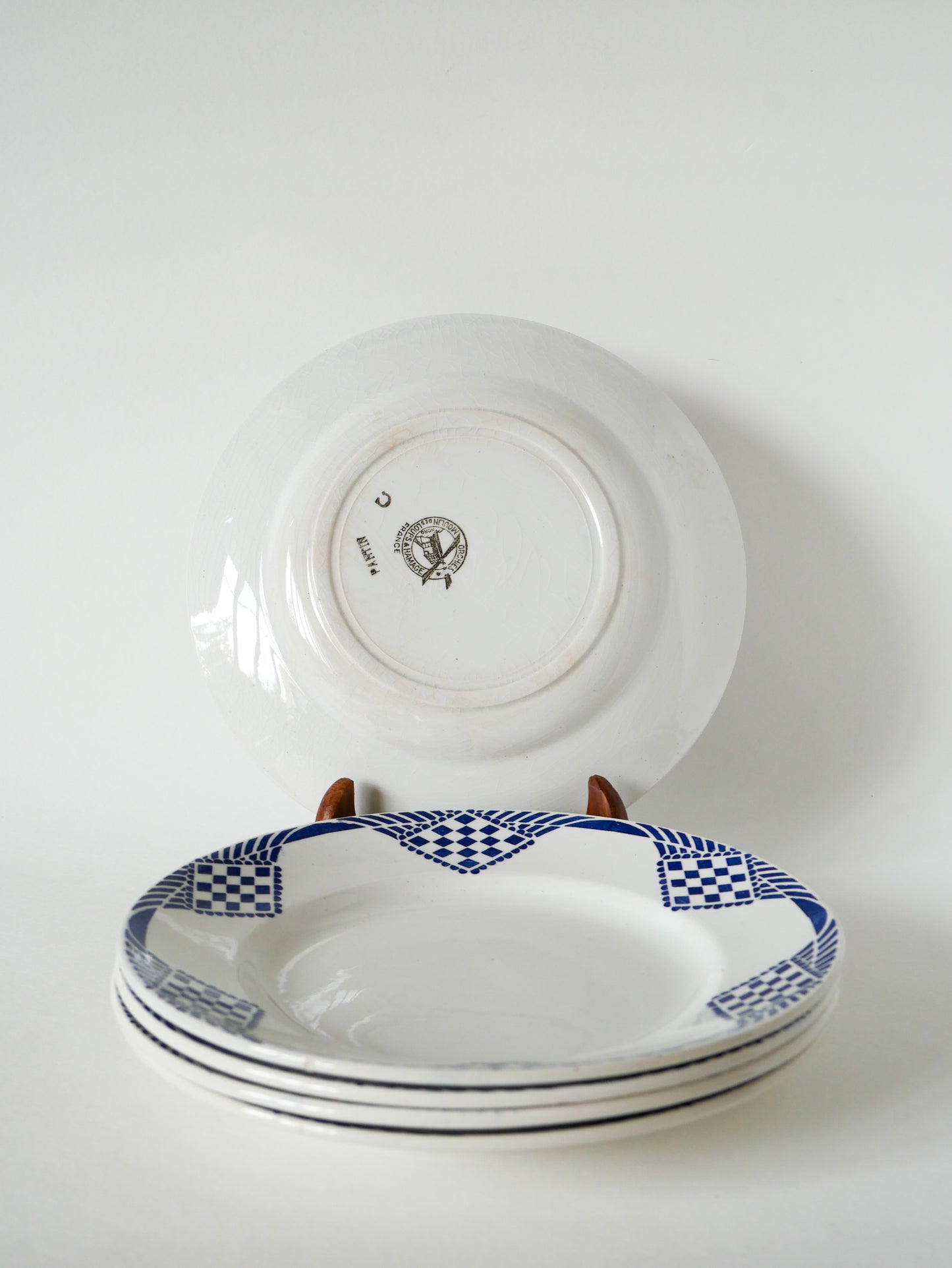 Lot de 5 assiettes plates Moulin des Loups, modèle Pantin, 1950