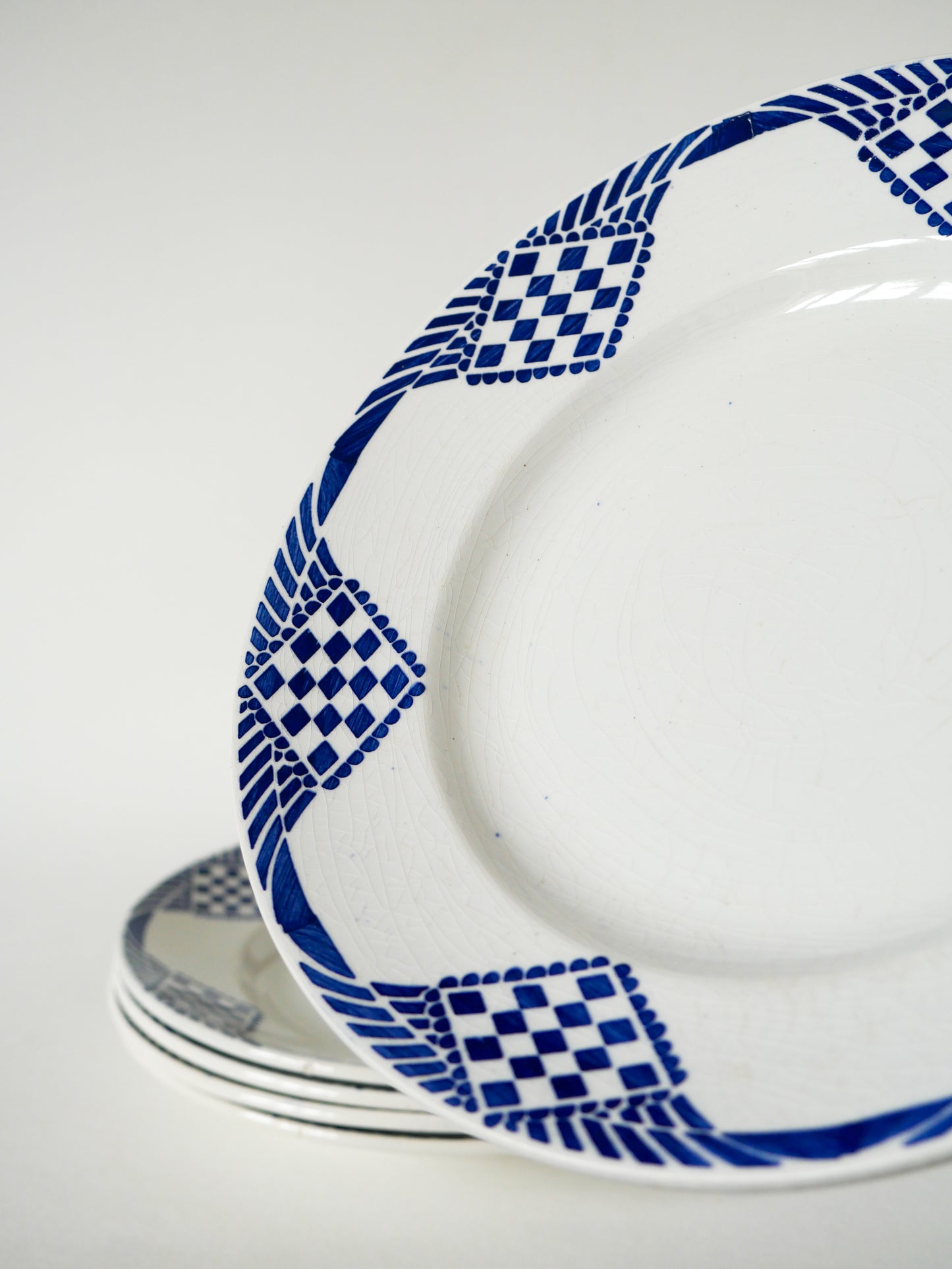 Lot de 5 assiettes plates Moulin des Loups, modèle Pantin, 1950