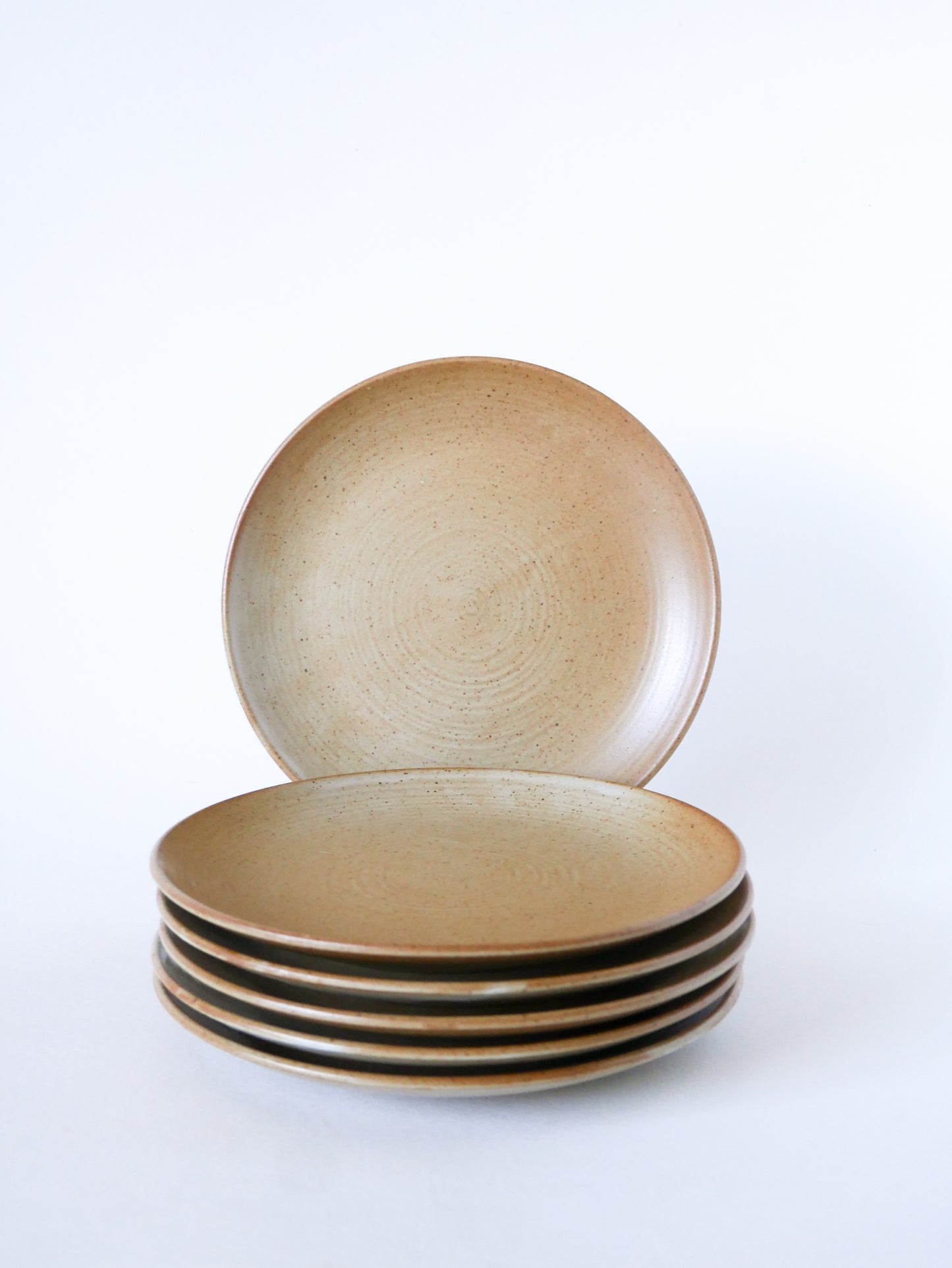 Lot de 6 assiettes à dessert en grès, Grès du Village, 1960 - 19.5 cm