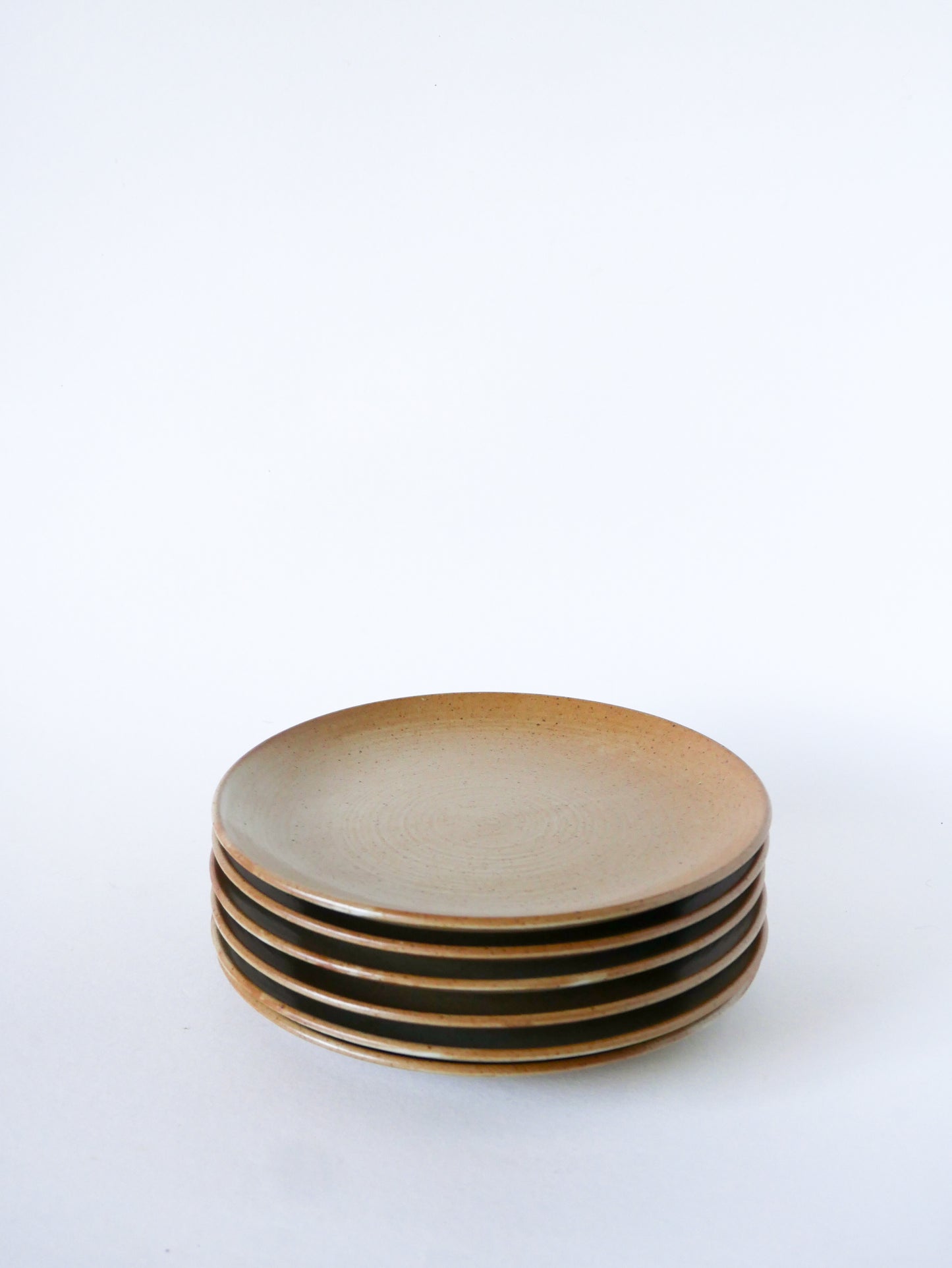 Lot de 6 assiettes à dessert en grès, Grès du Village, 1960 - 19.5 cm