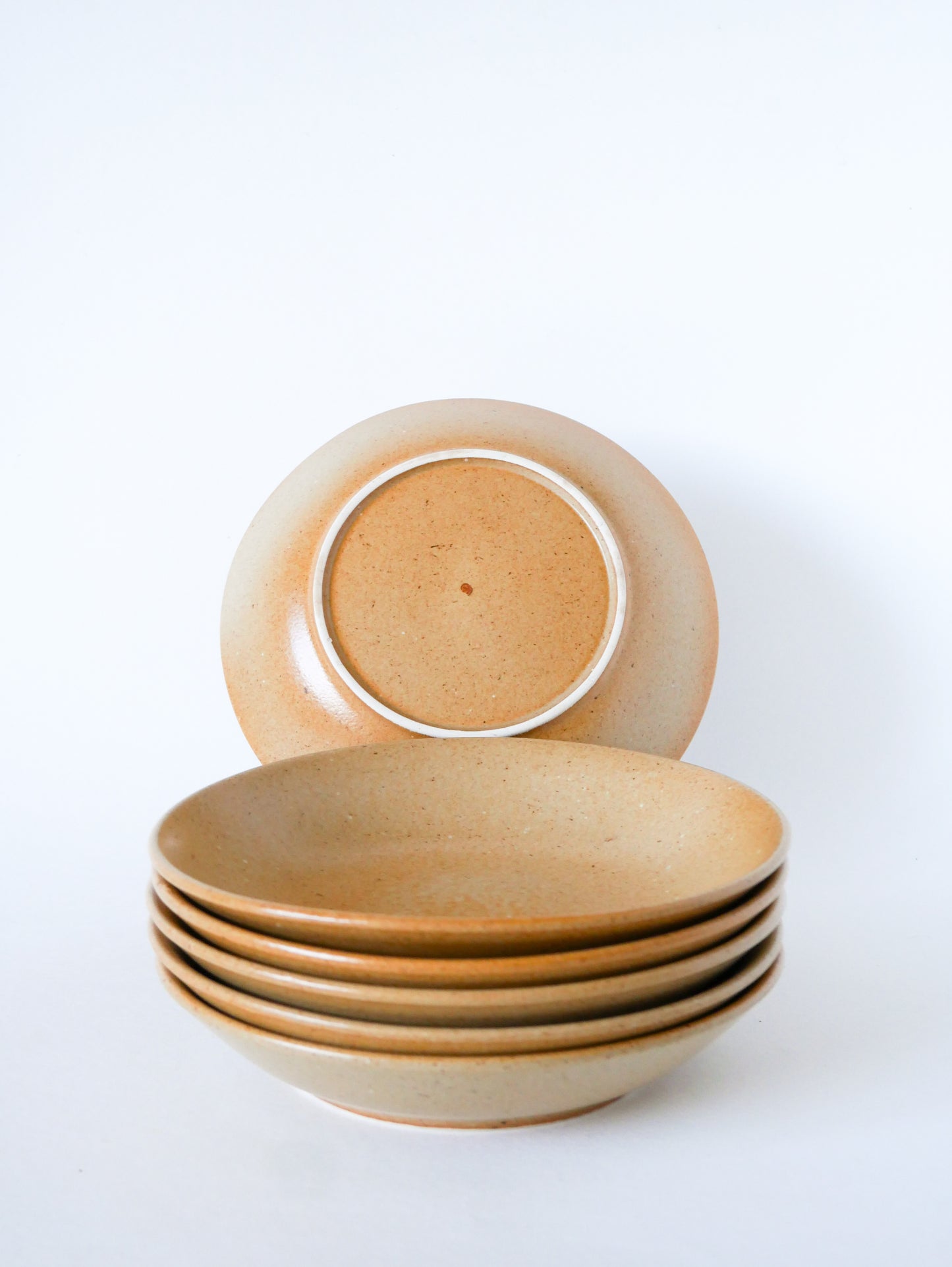 Lot de 6 assiettes creuses en grès, 1970 - 20 cm