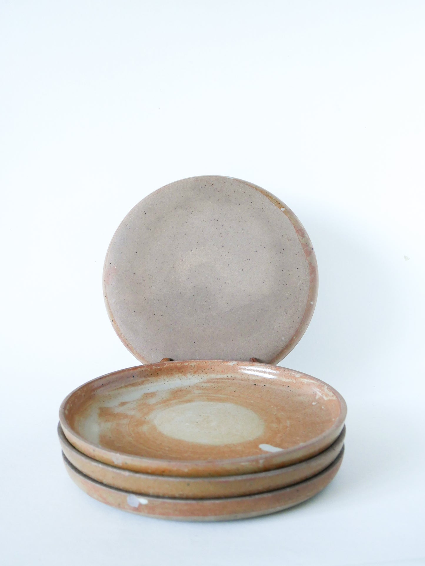 Lot de 4 assiettes plates en grès vernissé, 1970