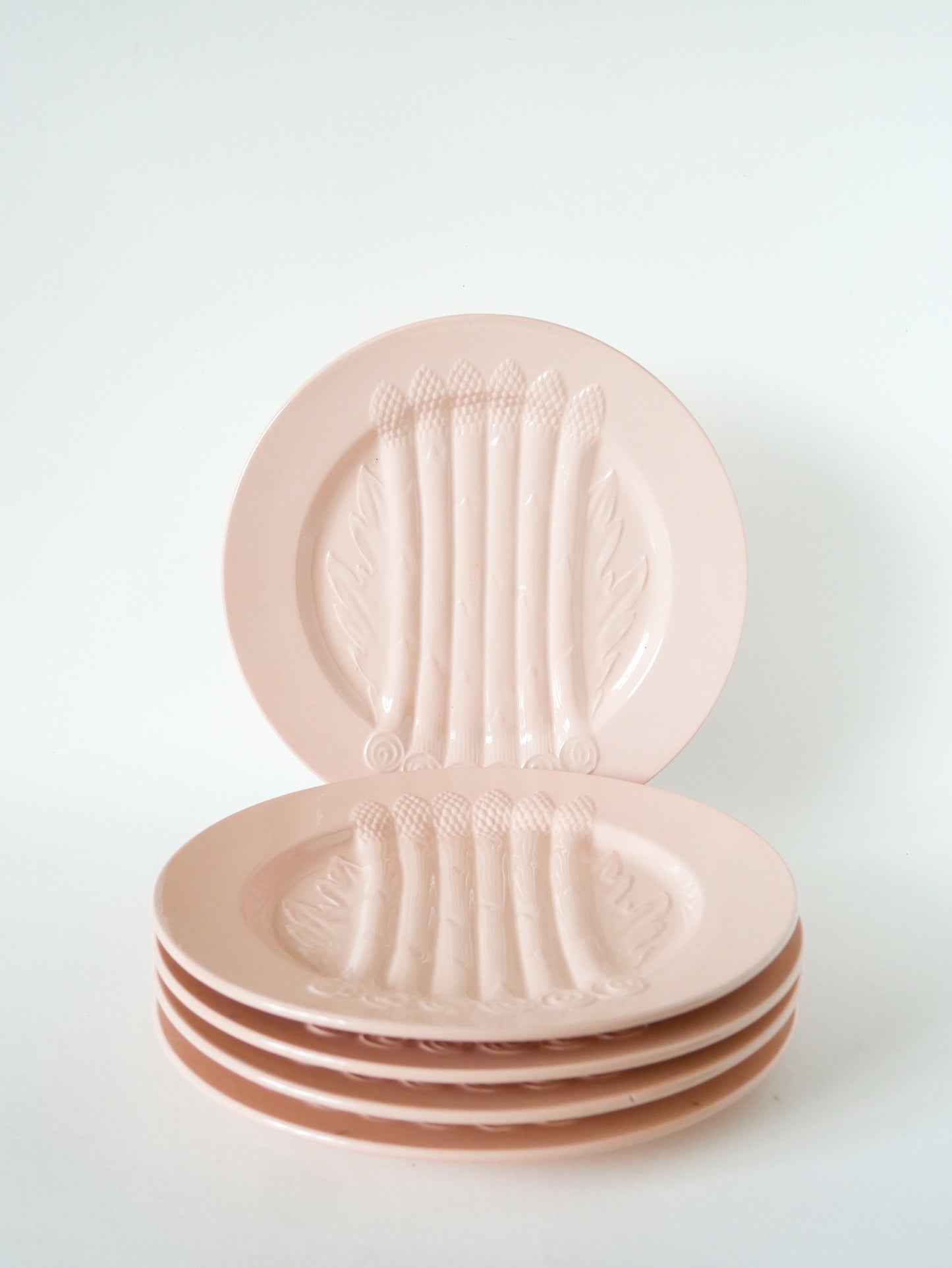 Lot de 5 assiettes à asperges, Rose Poudré, Villeroy & Boch, 1960