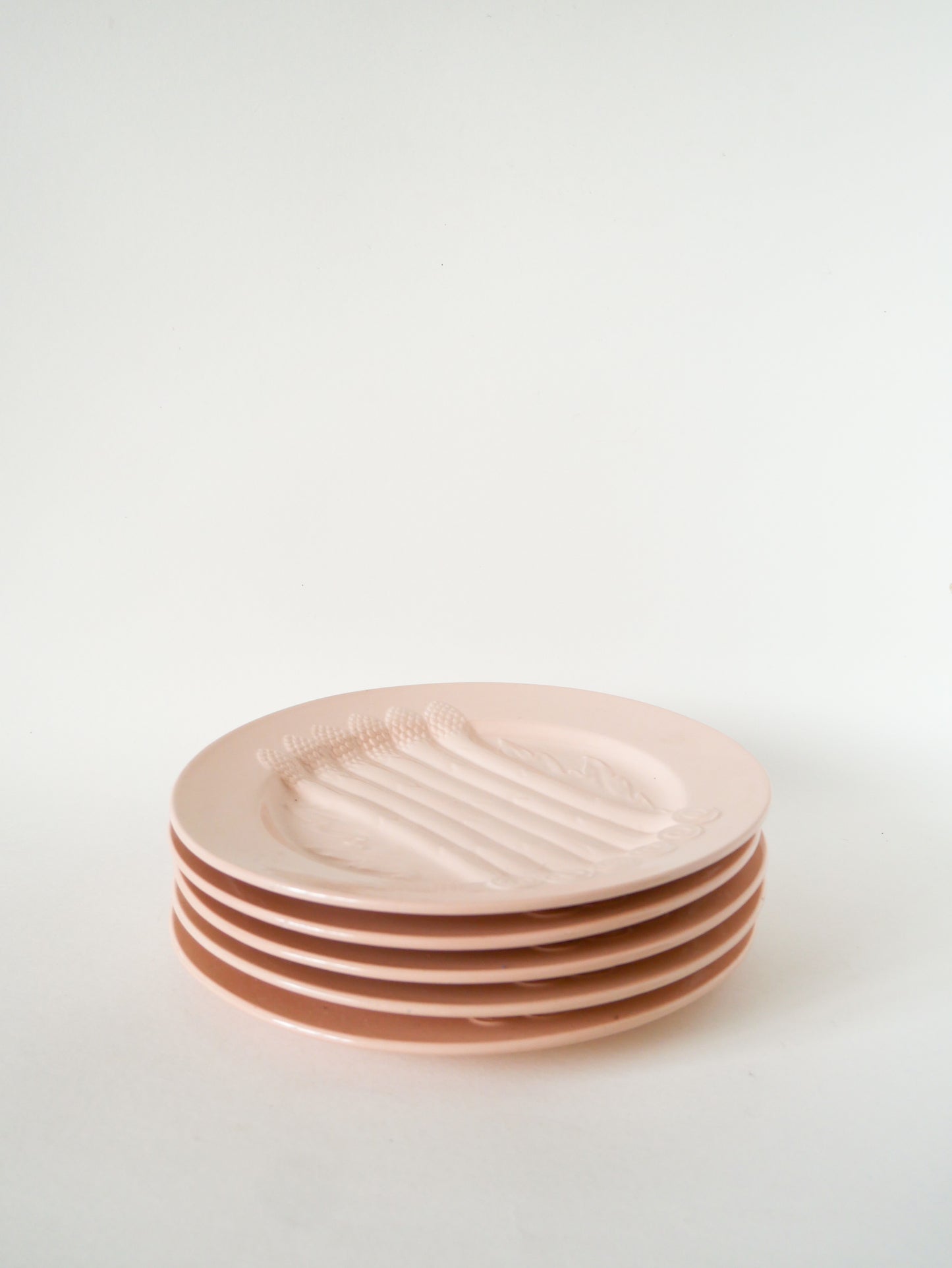 Lot de 5 assiettes à asperges, Rose Poudré, Villeroy & Boch, 1960