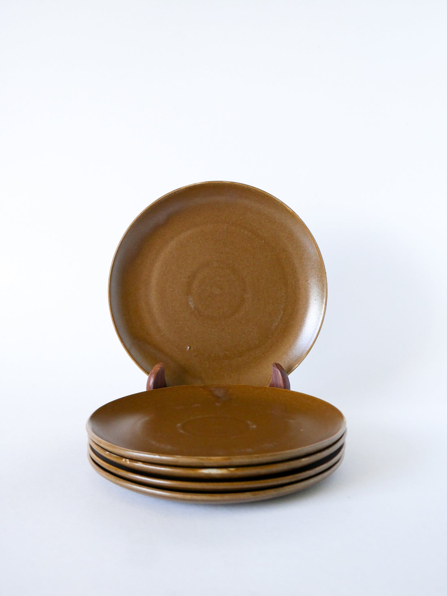 Lot de 5 assiettes à dessert en grès, 1970 - 19 cm