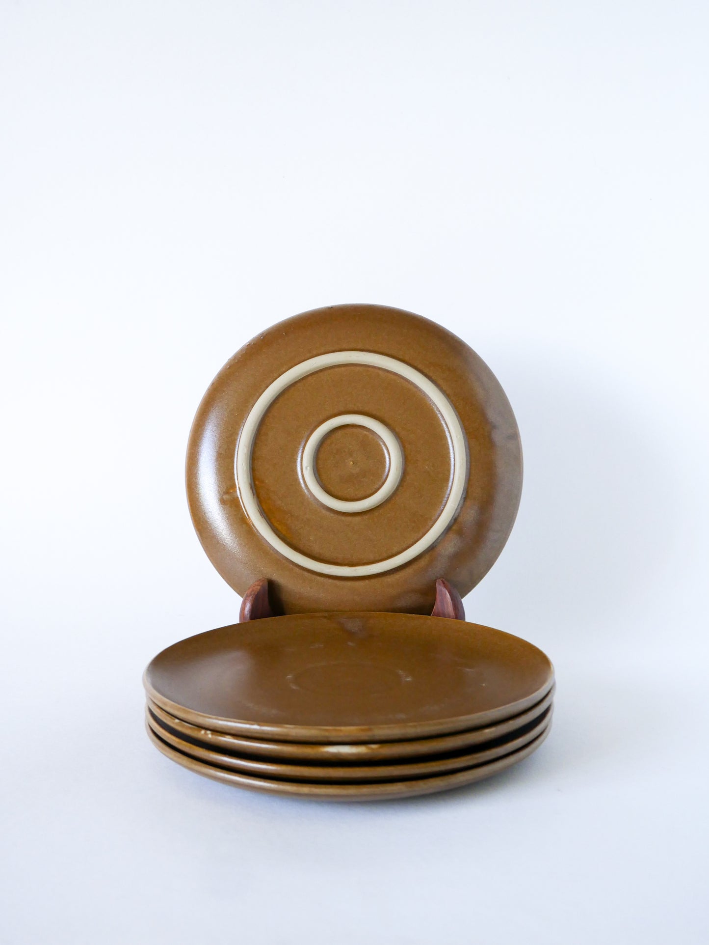 Lot de 5 assiettes à dessert en grès, 1970 - 19 cm