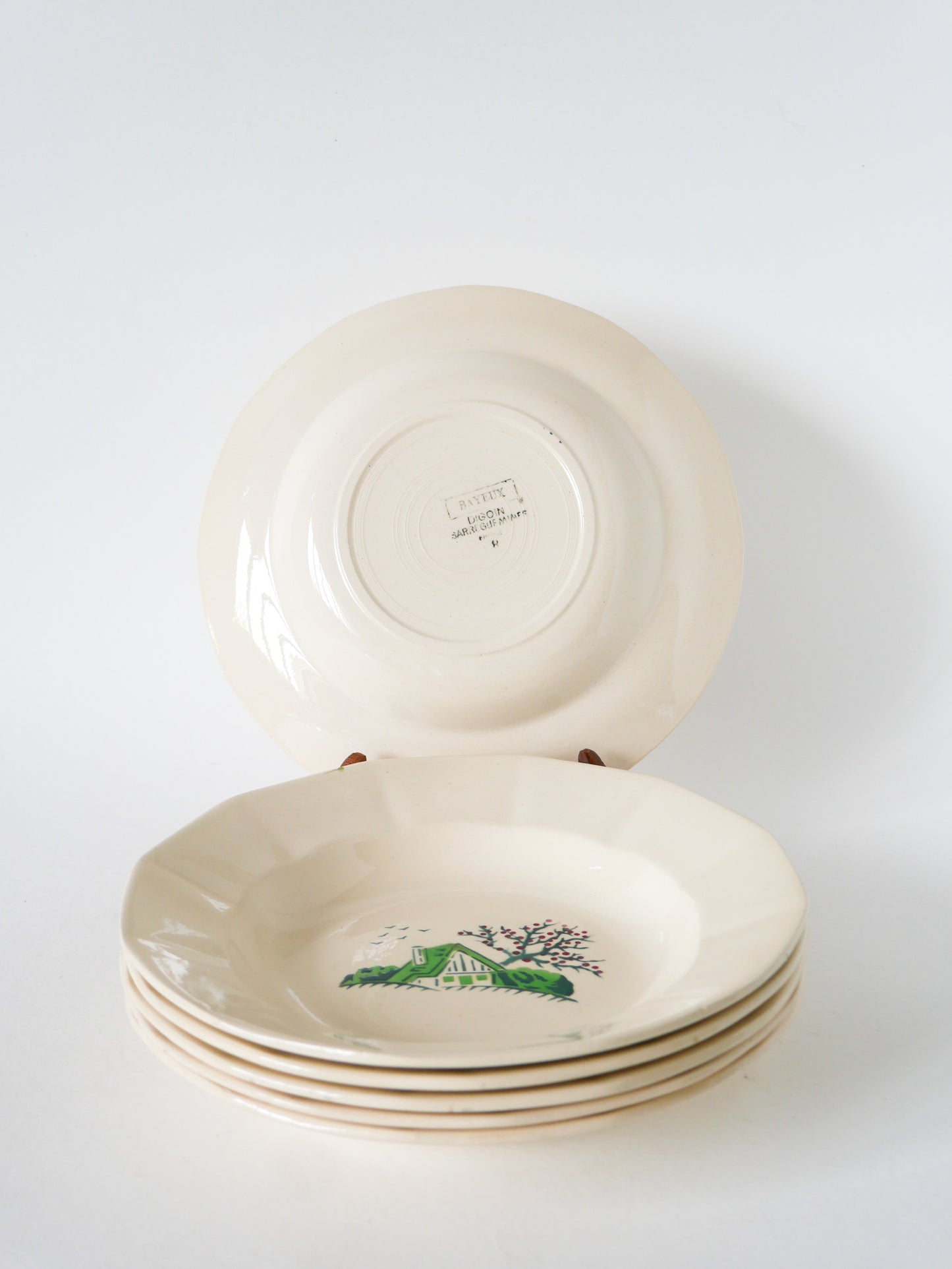 Lot de 6 assiettes creuses Digoin Sarreguemines, modèle "Bayeux", 1970