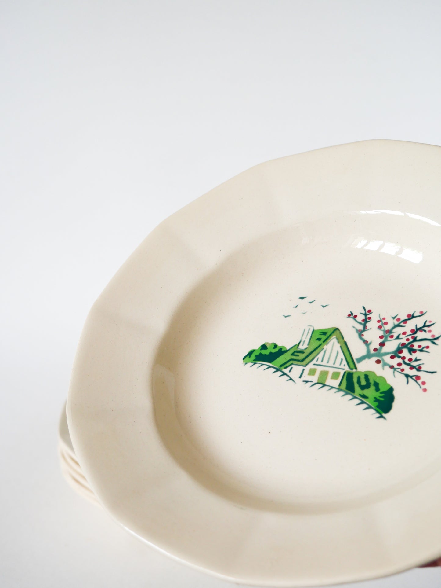 Lot de 6 assiettes creuses Digoin Sarreguemines, modèle "Bayeux", 1970