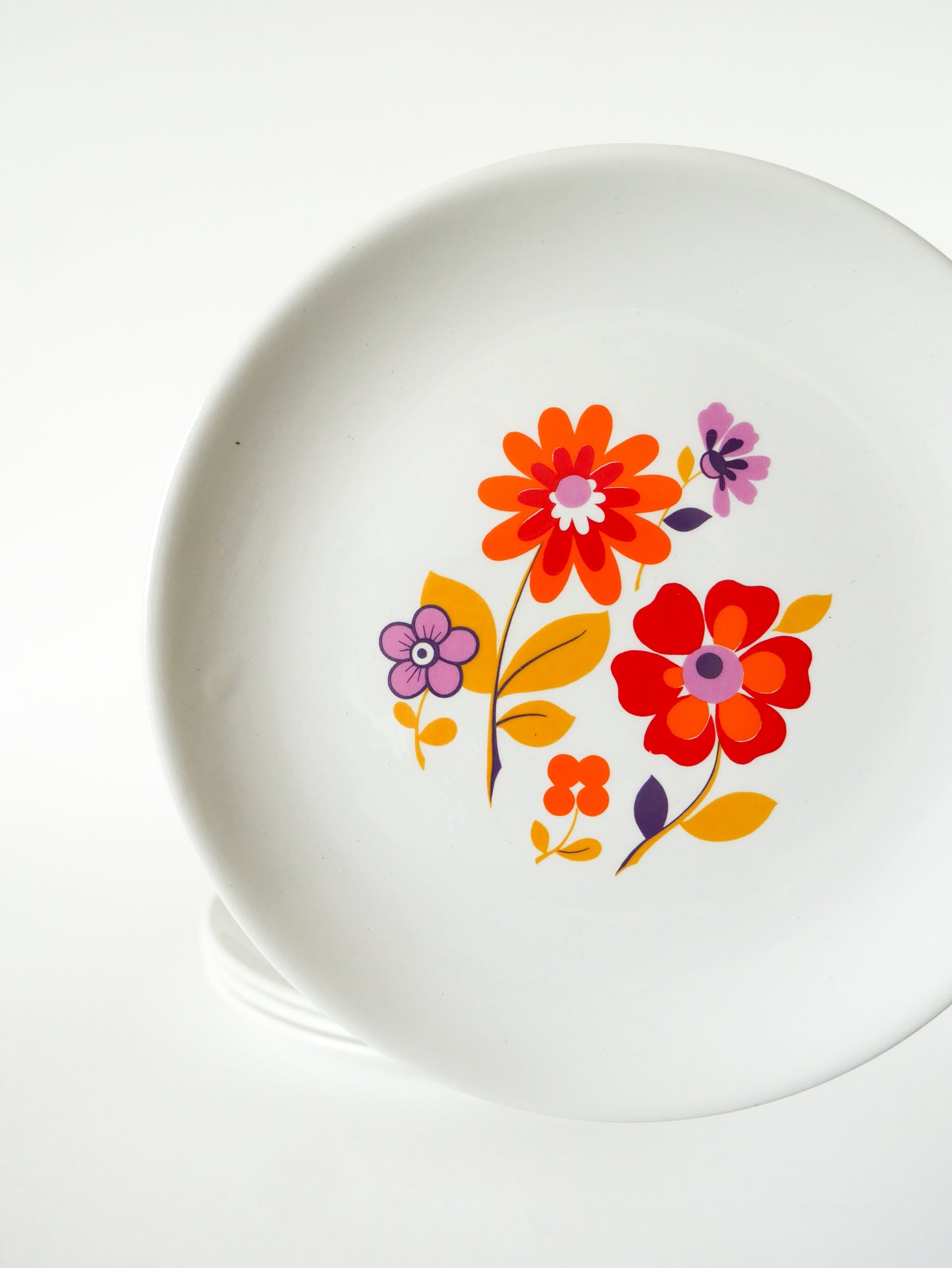 Lot de 4 assiettes à dessert motifs Psyche Fleurs, Orange, 1970