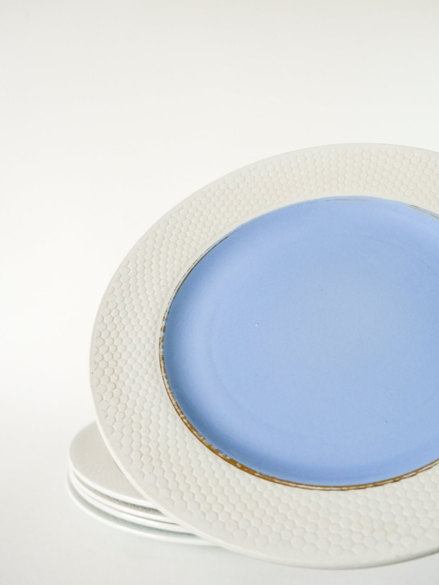 Ensemble de 5 assiettes plates Multicolores, nid d'abeilles, 1960