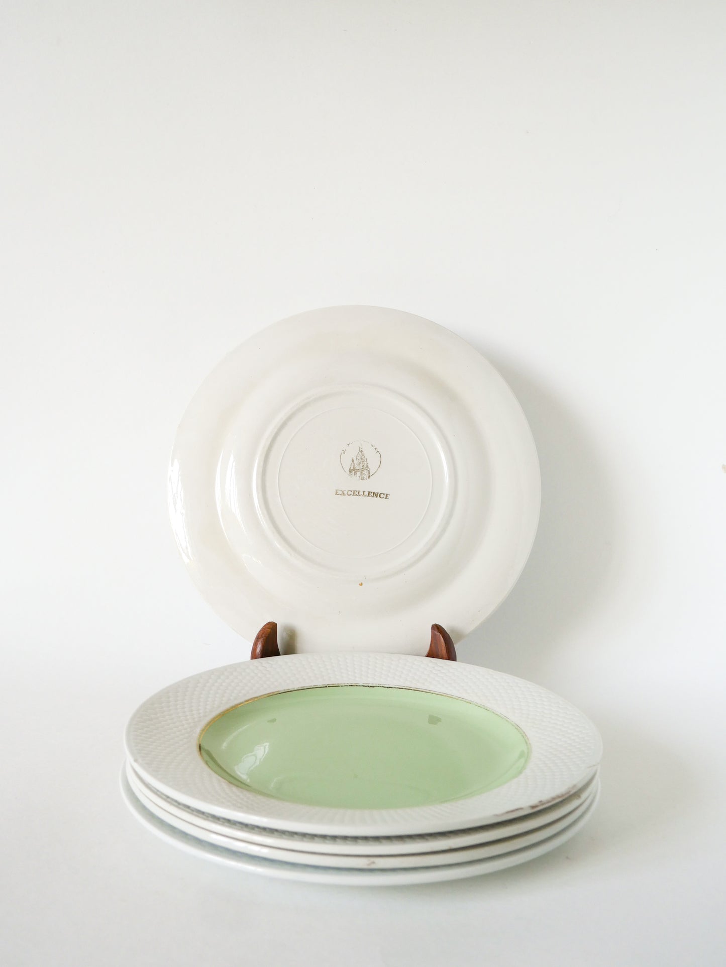 Ensemble de 5 assiettes plates Multicolores, nid d'abeilles, 1960