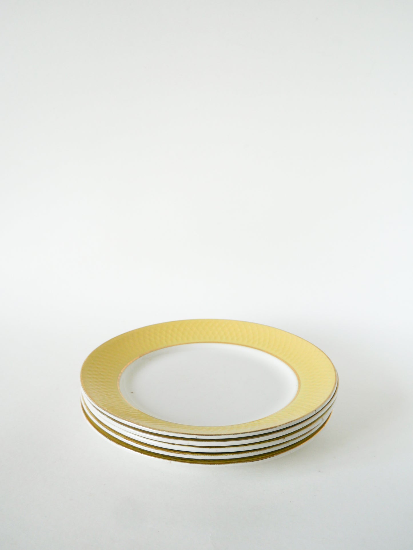 Lot de 5 assiettes plates texturées Moulin des Loups, Jaune Poussin, 1960