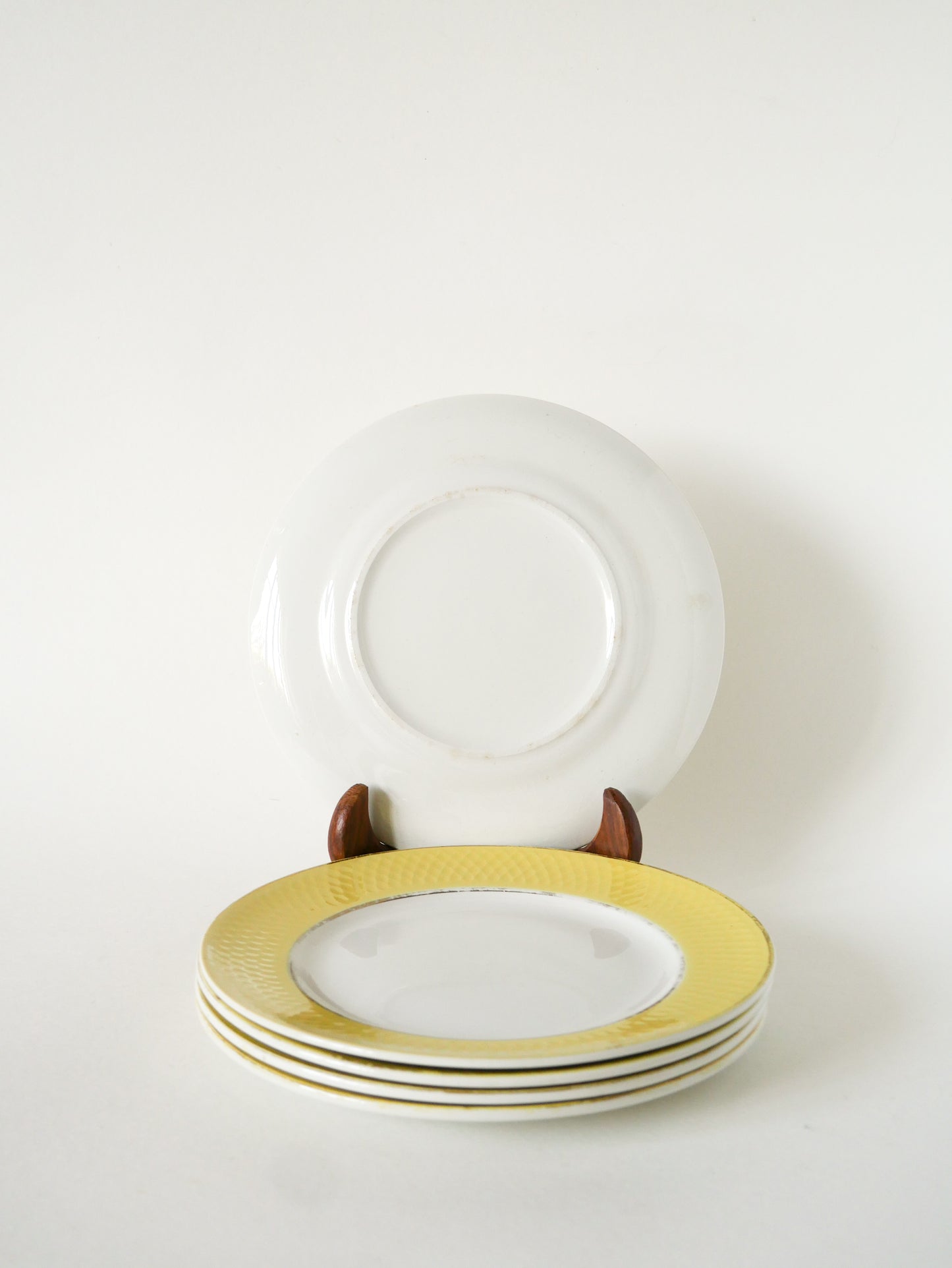 Lot de 5 assiettes à dessert texturées Moulin des Loups, Jaune Poussin, 1960
