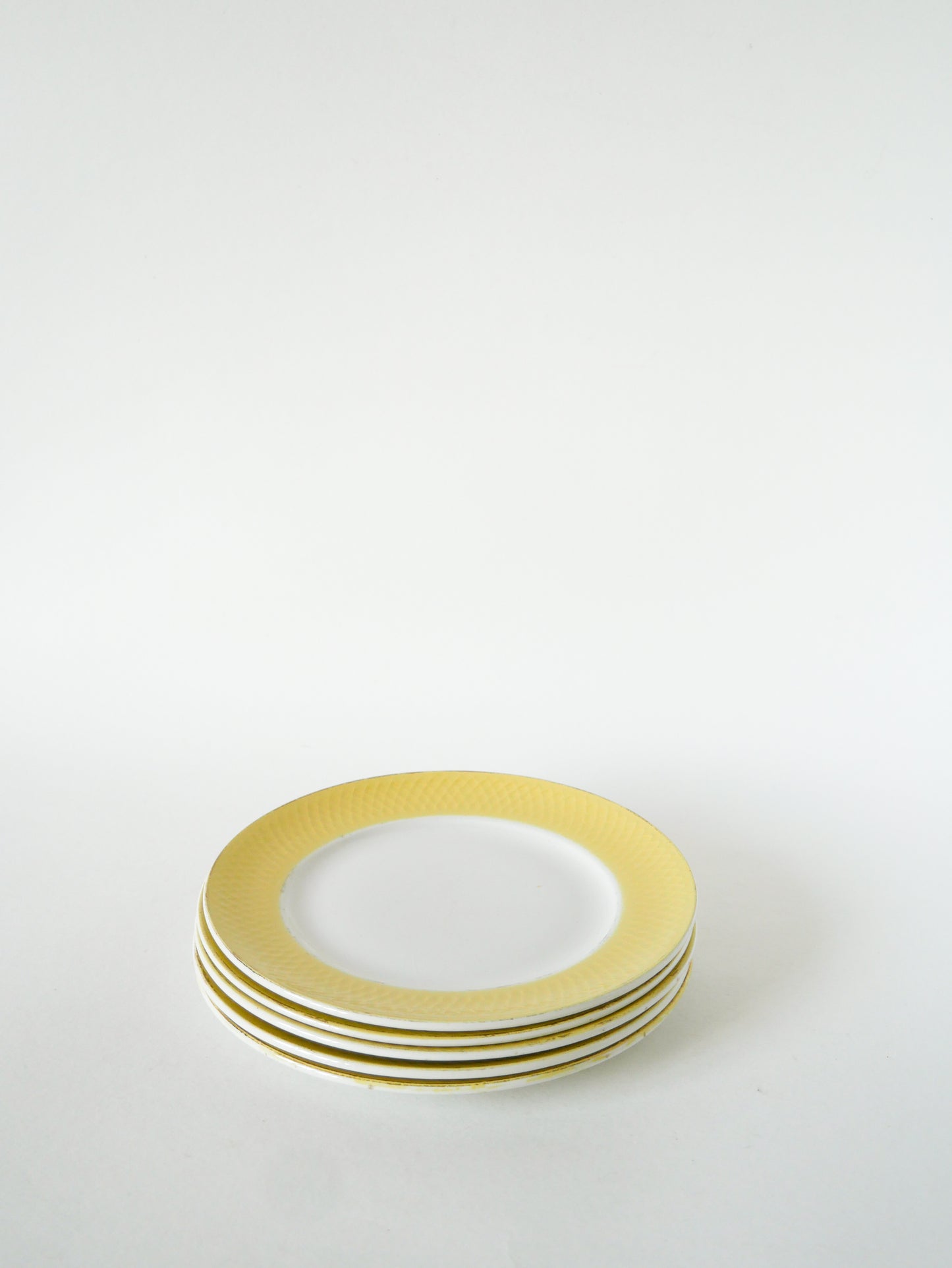 Lot de 5 assiettes à dessert texturées Moulin des Loups, Jaune Poussin, 1960