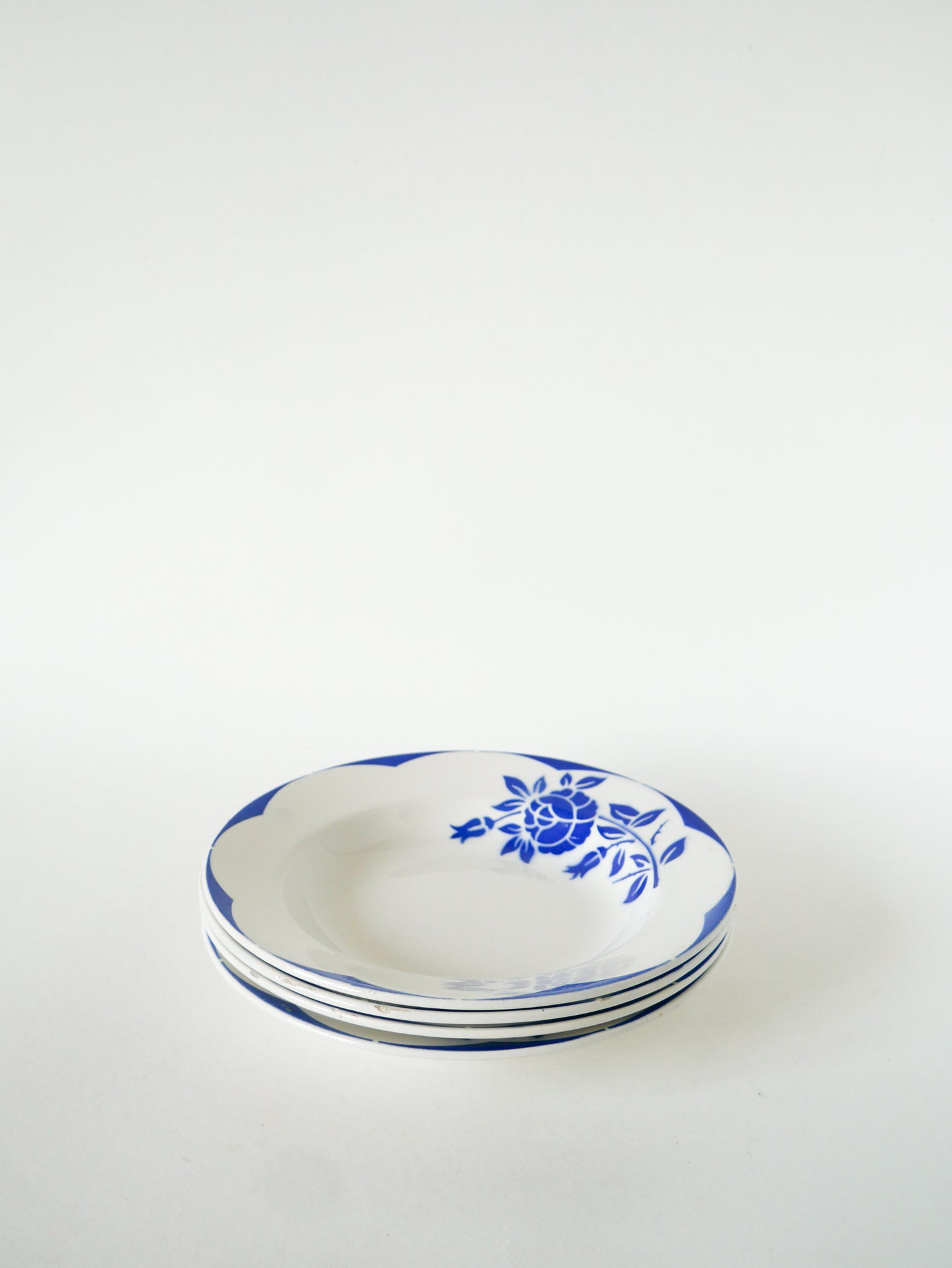 Lot de 4 assiettes creuses Digoin Sarreguemines, modèle Corsica, 1940