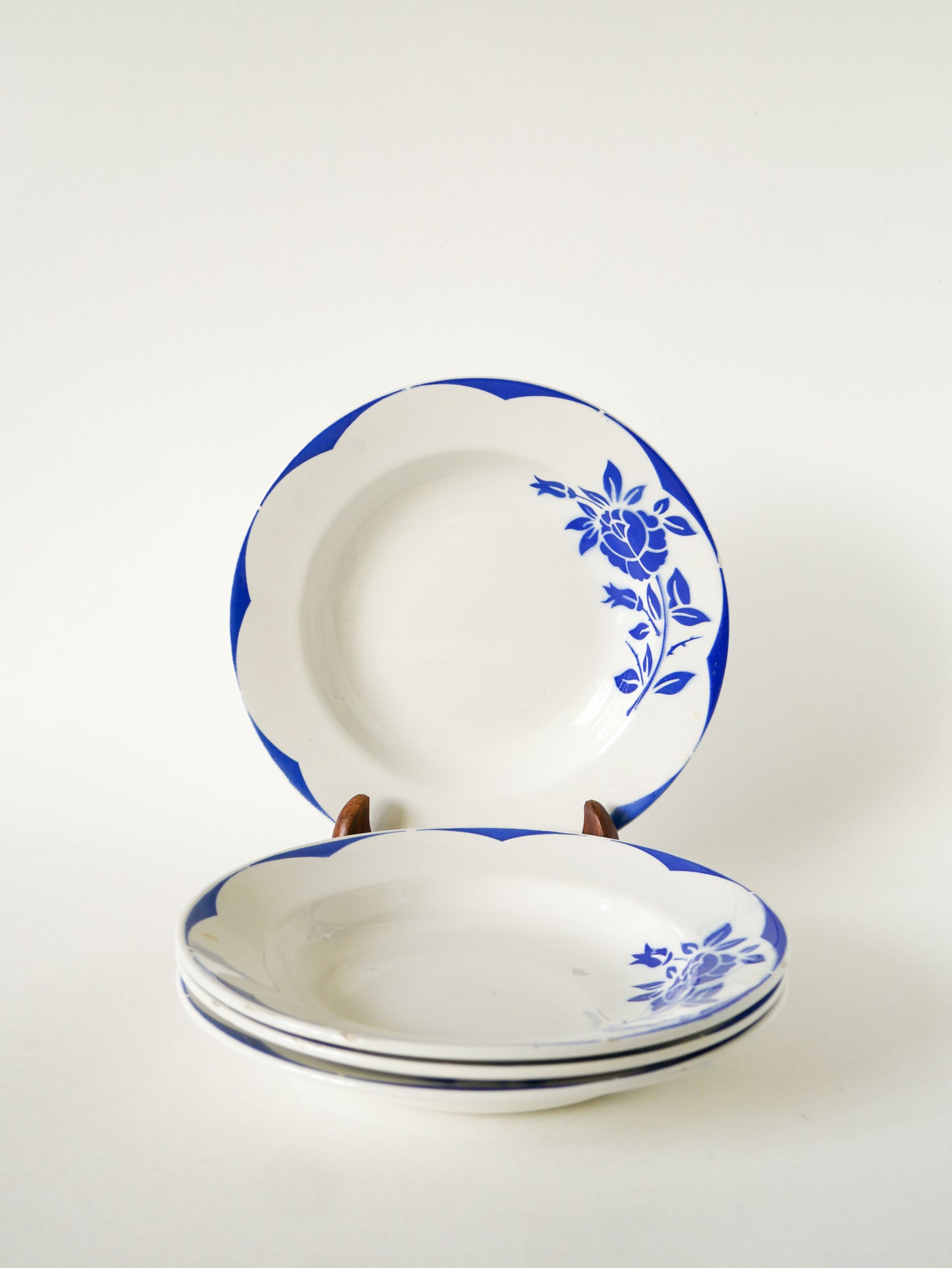 Lot de 4 assiettes creuses Digoin Sarreguemines, modèle Corsica, 1940