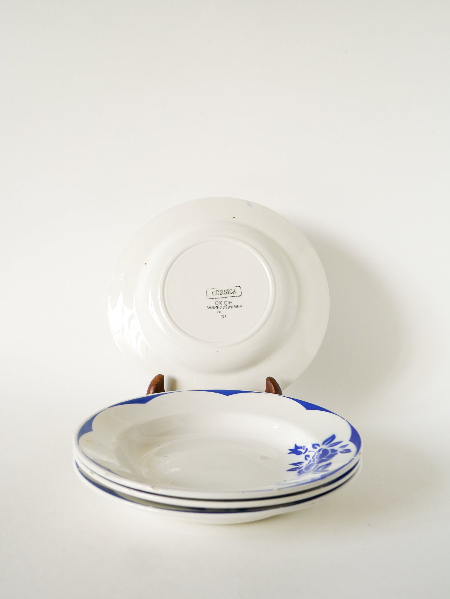Lot de 4 assiettes creuses Digoin Sarreguemines, modèle Corsica, 1940