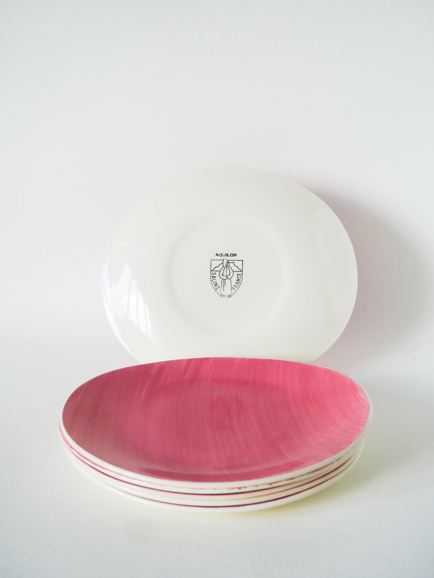Lot de 6 assiettes à dessert ovales, Salins modèle Aquilon, 1960