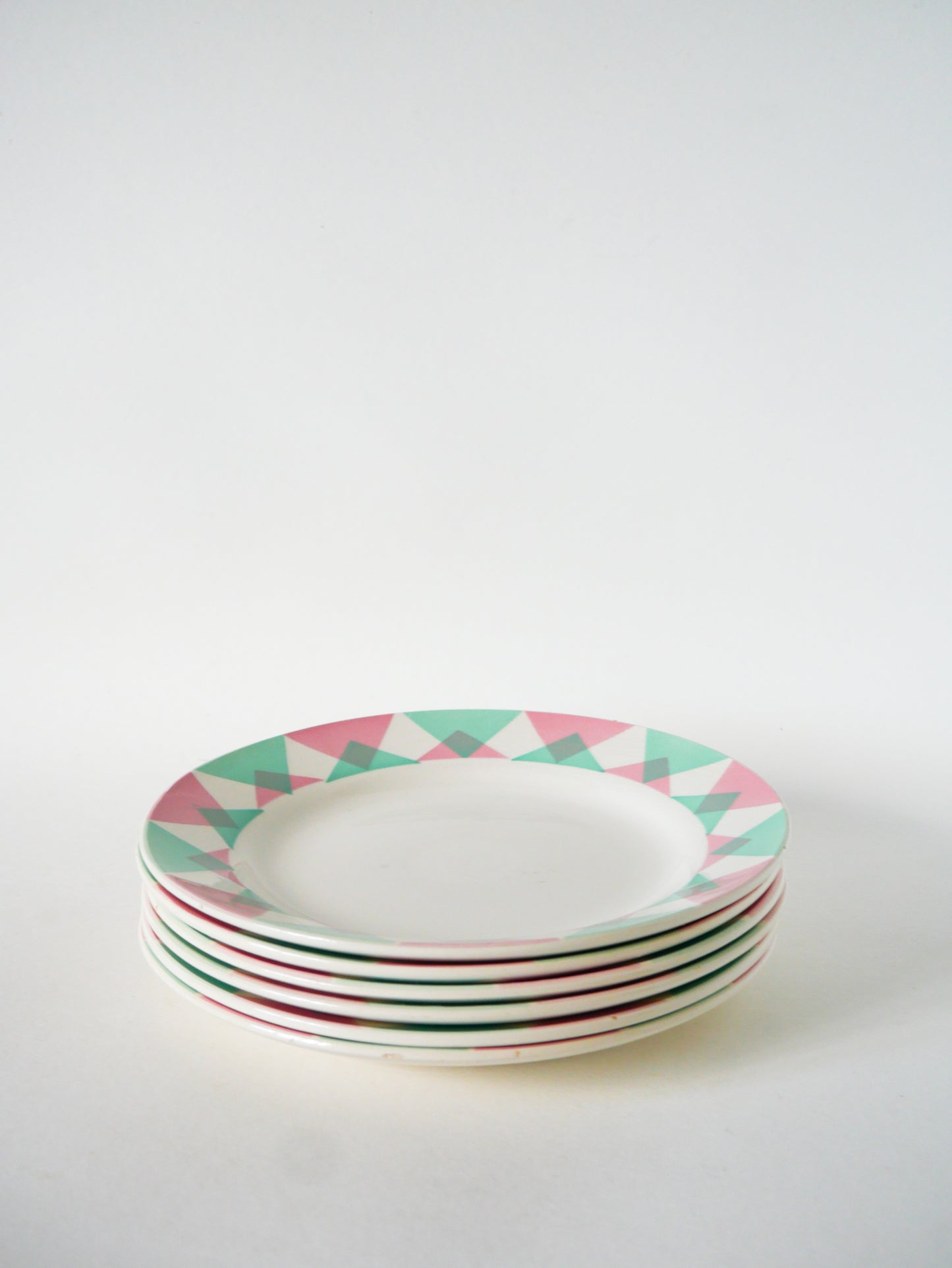 Lot de 6 assiettes à dessert, Digoin Sarreguemines modèle Arlequin, 1960