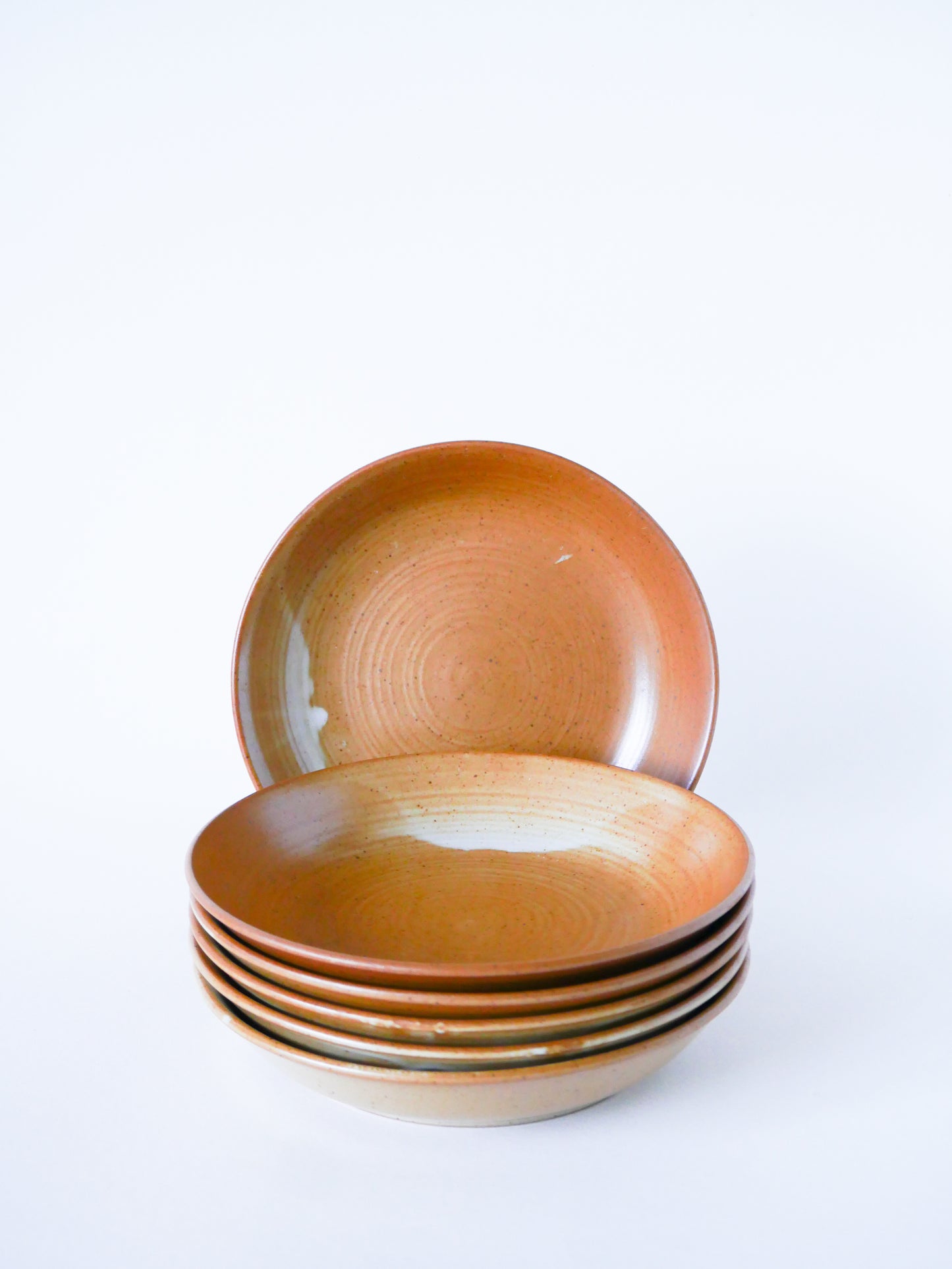 Lot de 6 assiettes creuses en grès, 1970 - 19 cm
